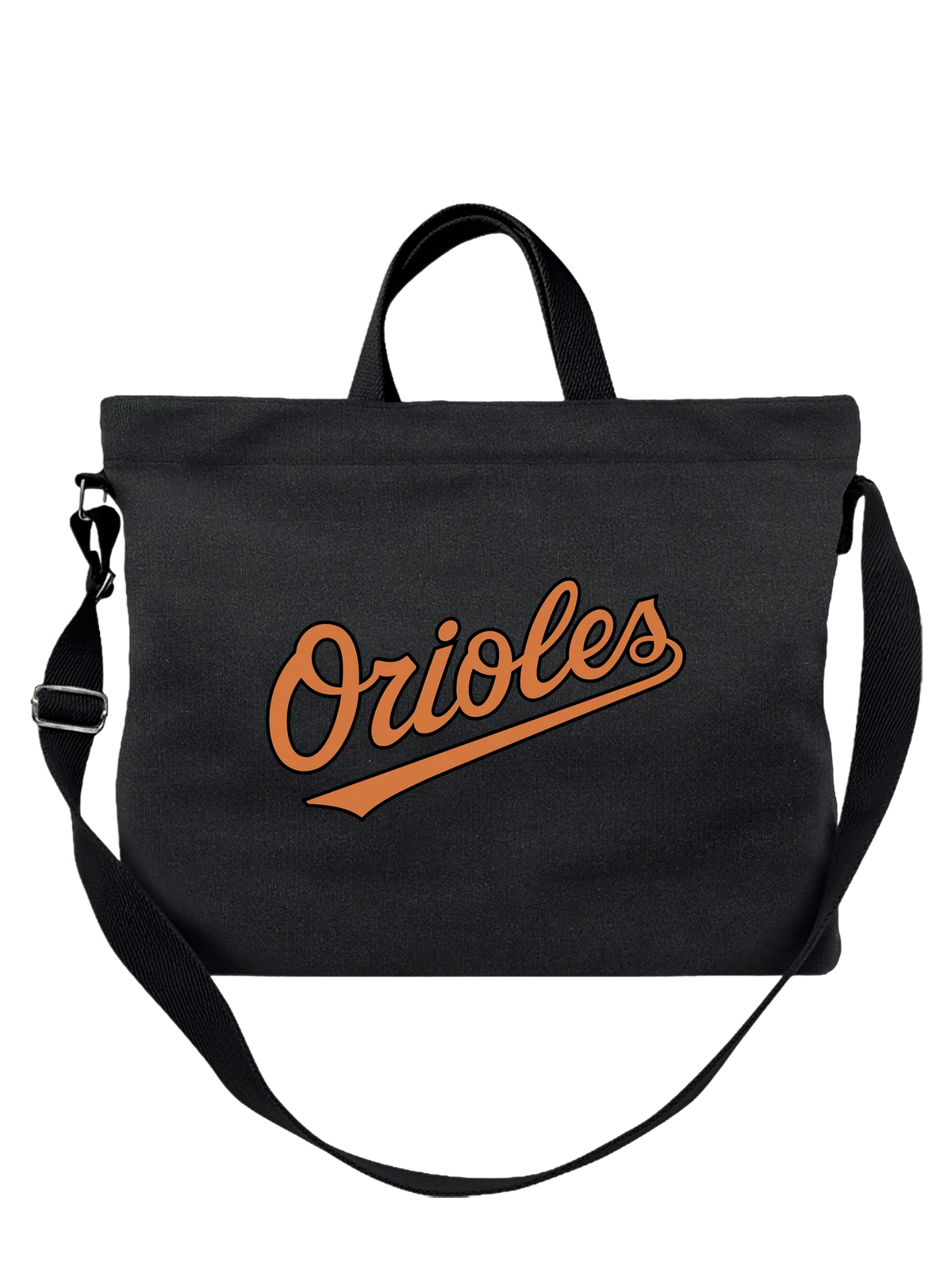 Сумка Orioles чёрная с принтом — черно-оранжевые цвета — Чёрная, фото 1