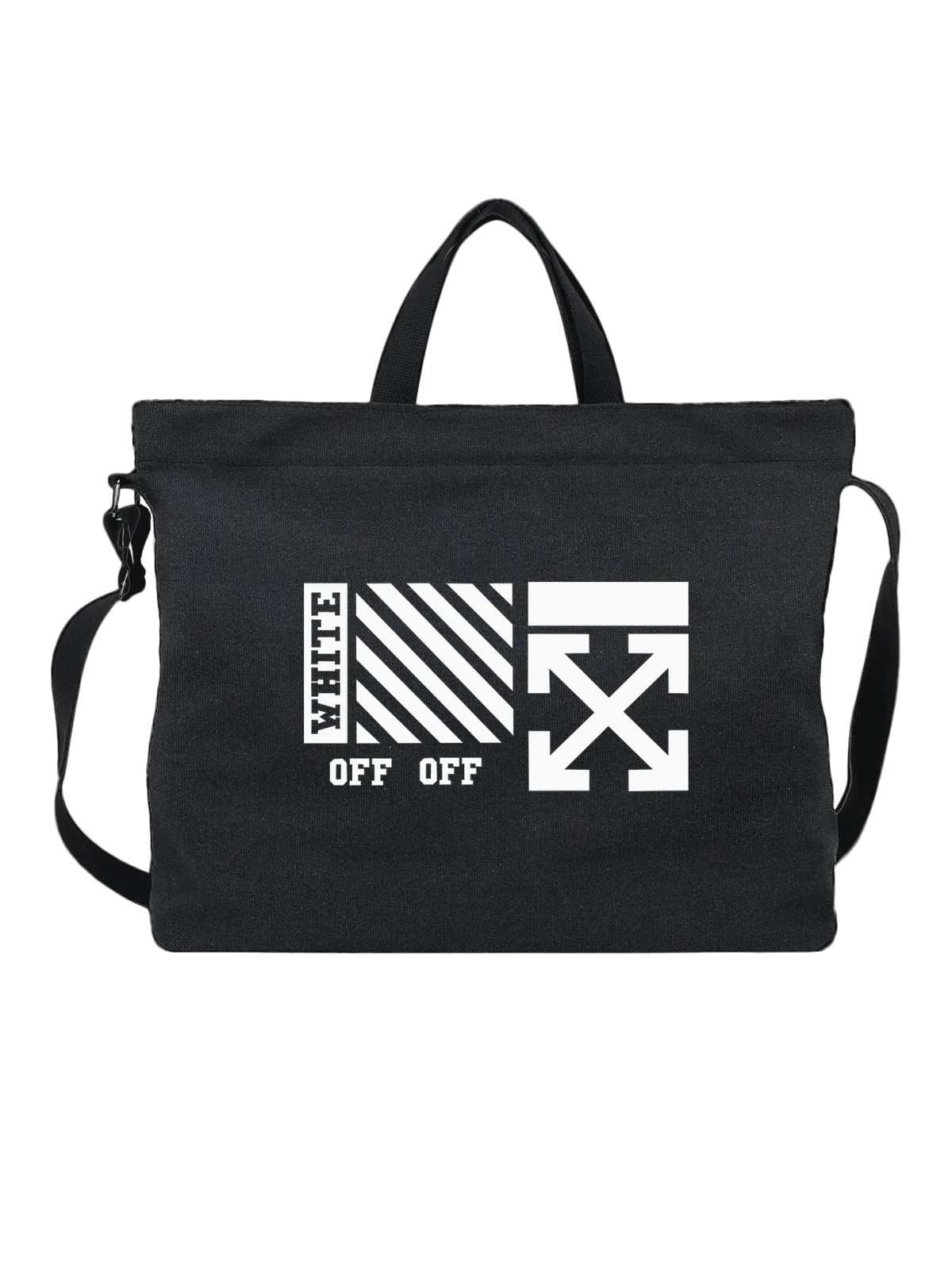 Сумка Off White чёрная с принтом — индустриальная графика — Чёрная, фото 1