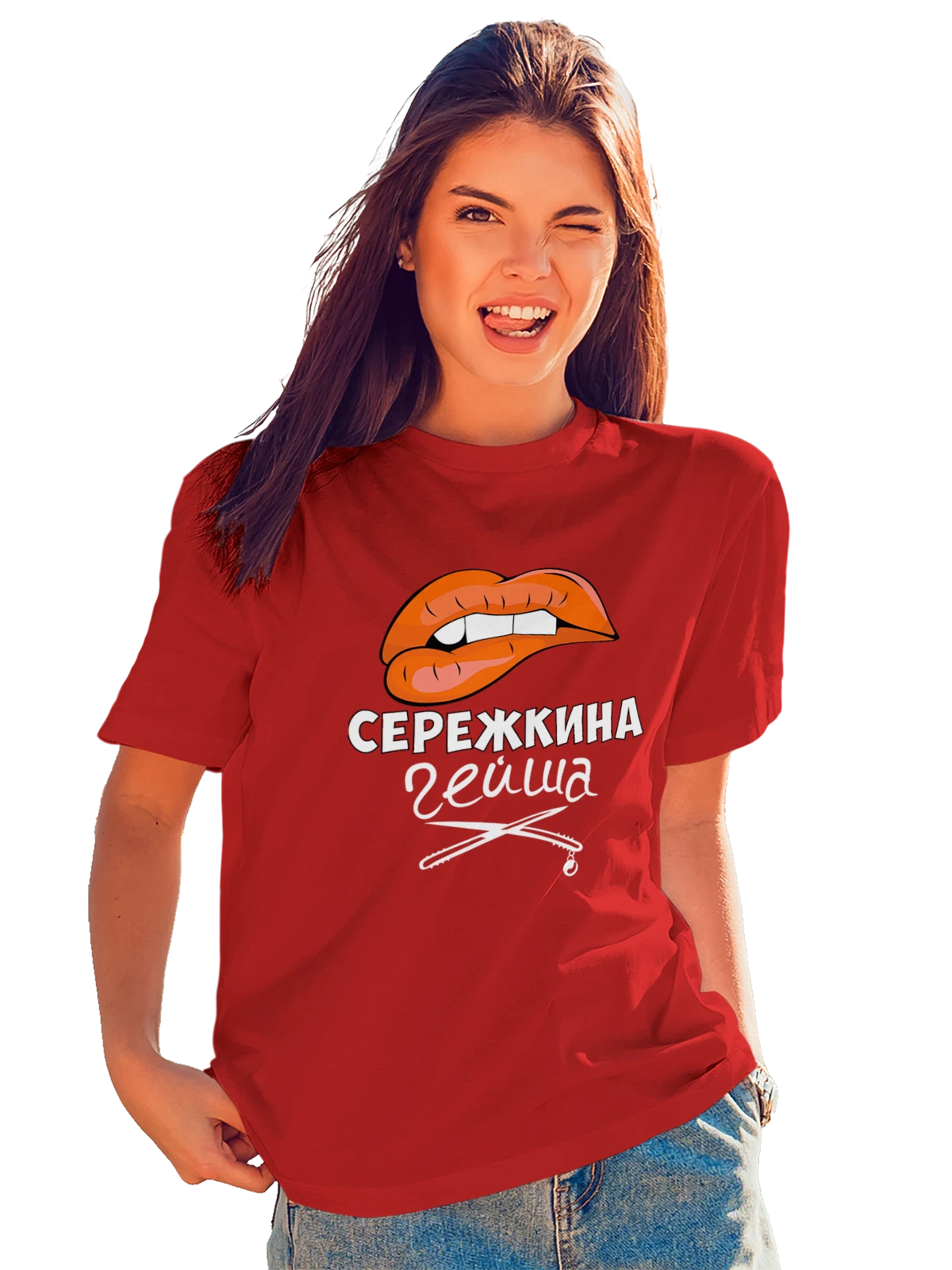Футболка красная с принтом — графический принт — Красная, фото 1
