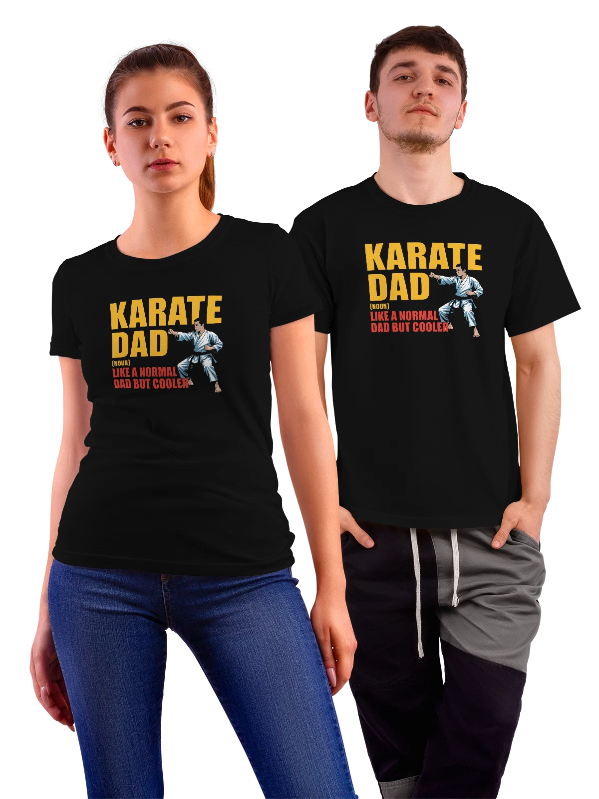 Футболка Папа каратист в кимоно с надписью KARATE DAD чёрная с принтом — отец — Чёрная, фото 1