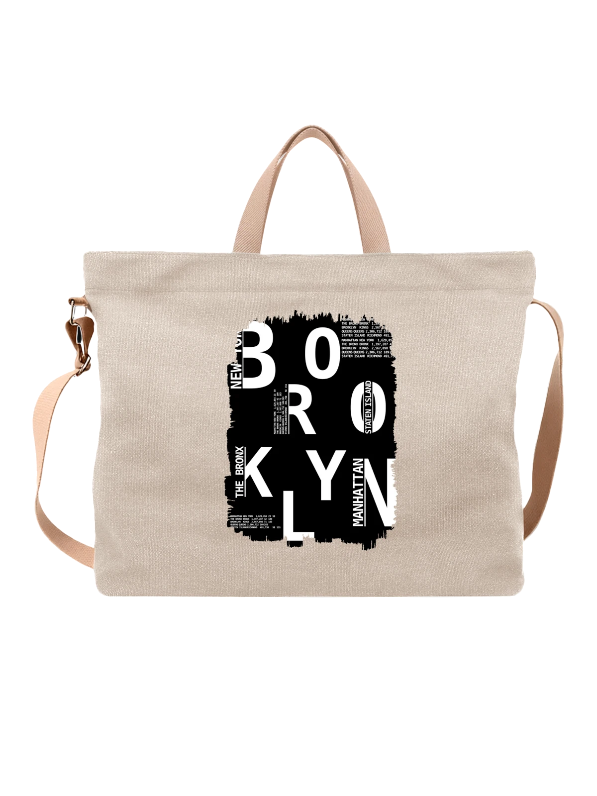 Сумка C надписью Brooklyn Бруклин белая с принтом — подарок с юмором — Белая, фото 1