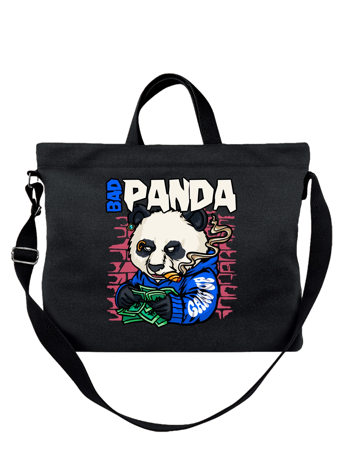 Сумка Панда bad panda чёрная с принтом — криптовалюта — Чёрная, фото 1