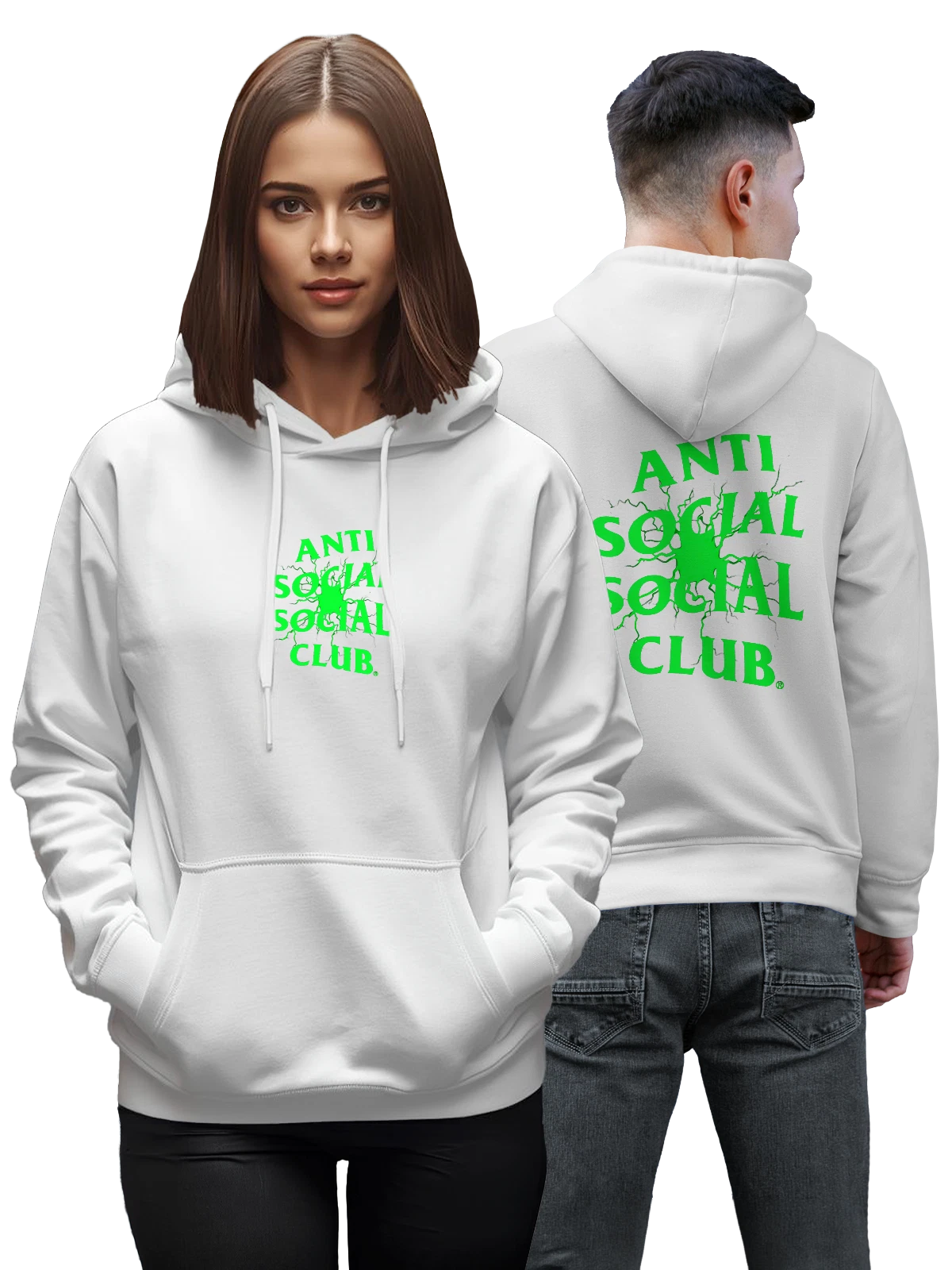 Худи Надпись Anti Social Club белое с принтом — уличная мода — Белая, фото 1