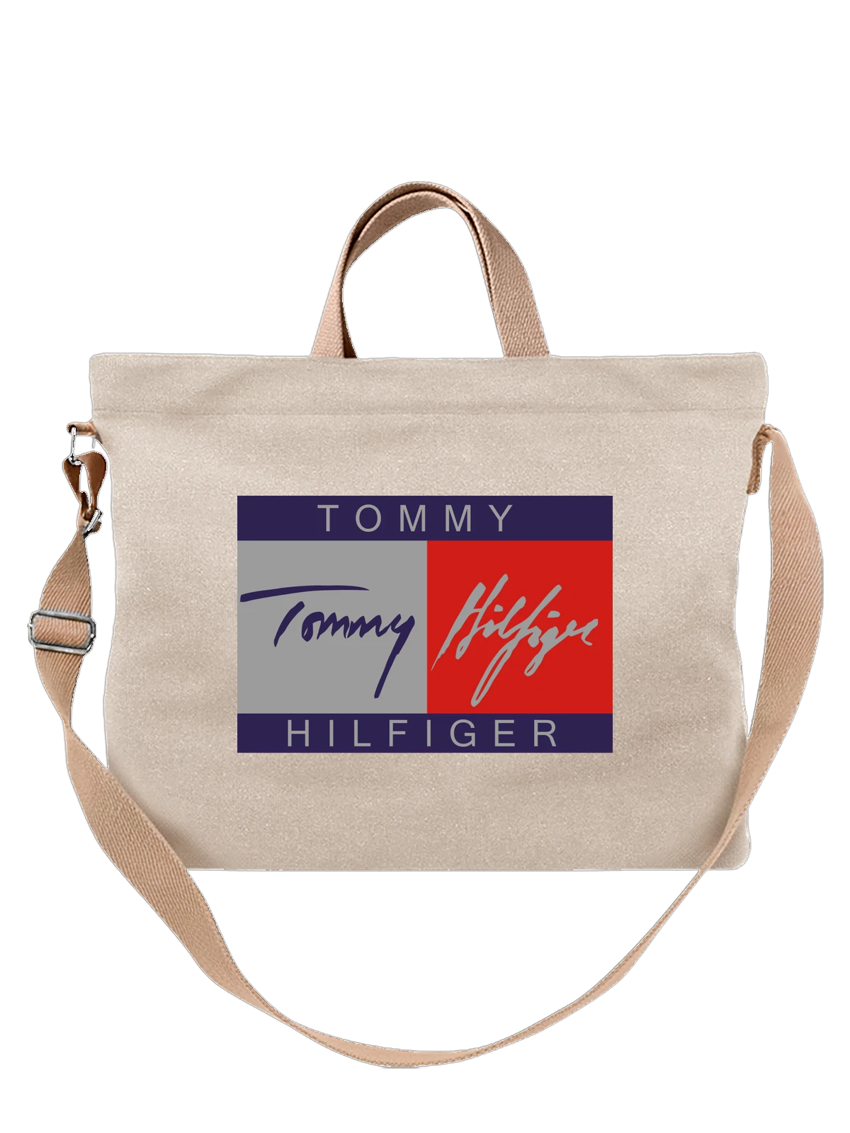 Сумка Tommy Hilfiger белая с принтом — каллиграфический вордмарк — Белая, фото 1