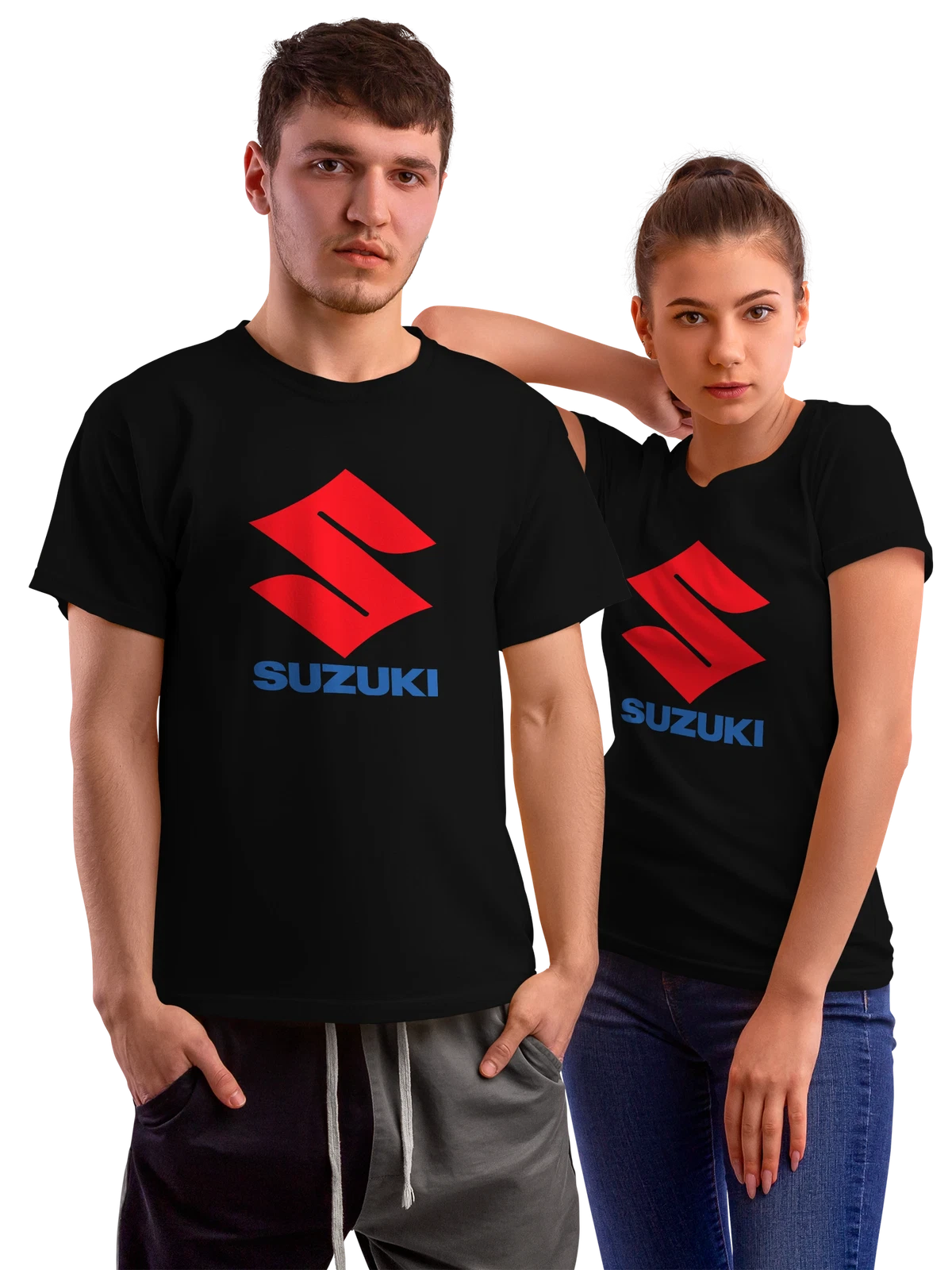 Футболка Suzuki чёрная с принтом — симметричная графика — Чёрная, фото 1