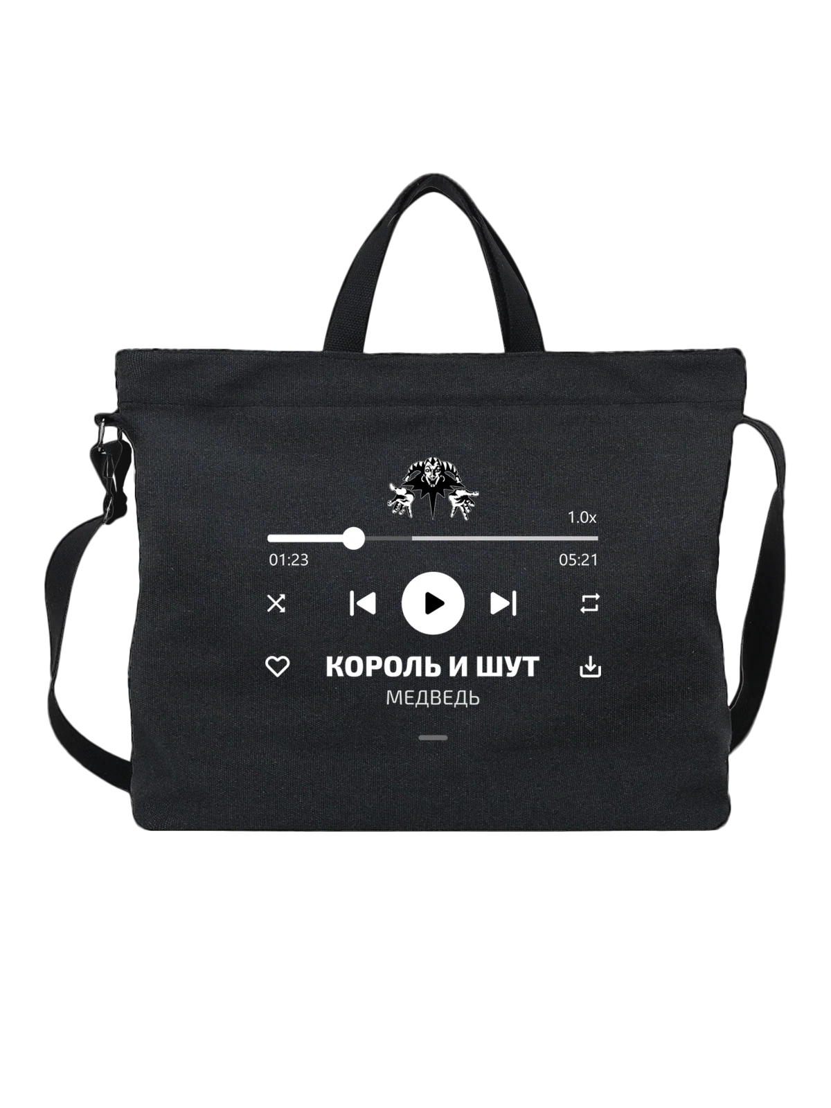 Сумка Король и Шут Медведь чёрная с принтом — гитарная музыка — Чёрная, фото 1
