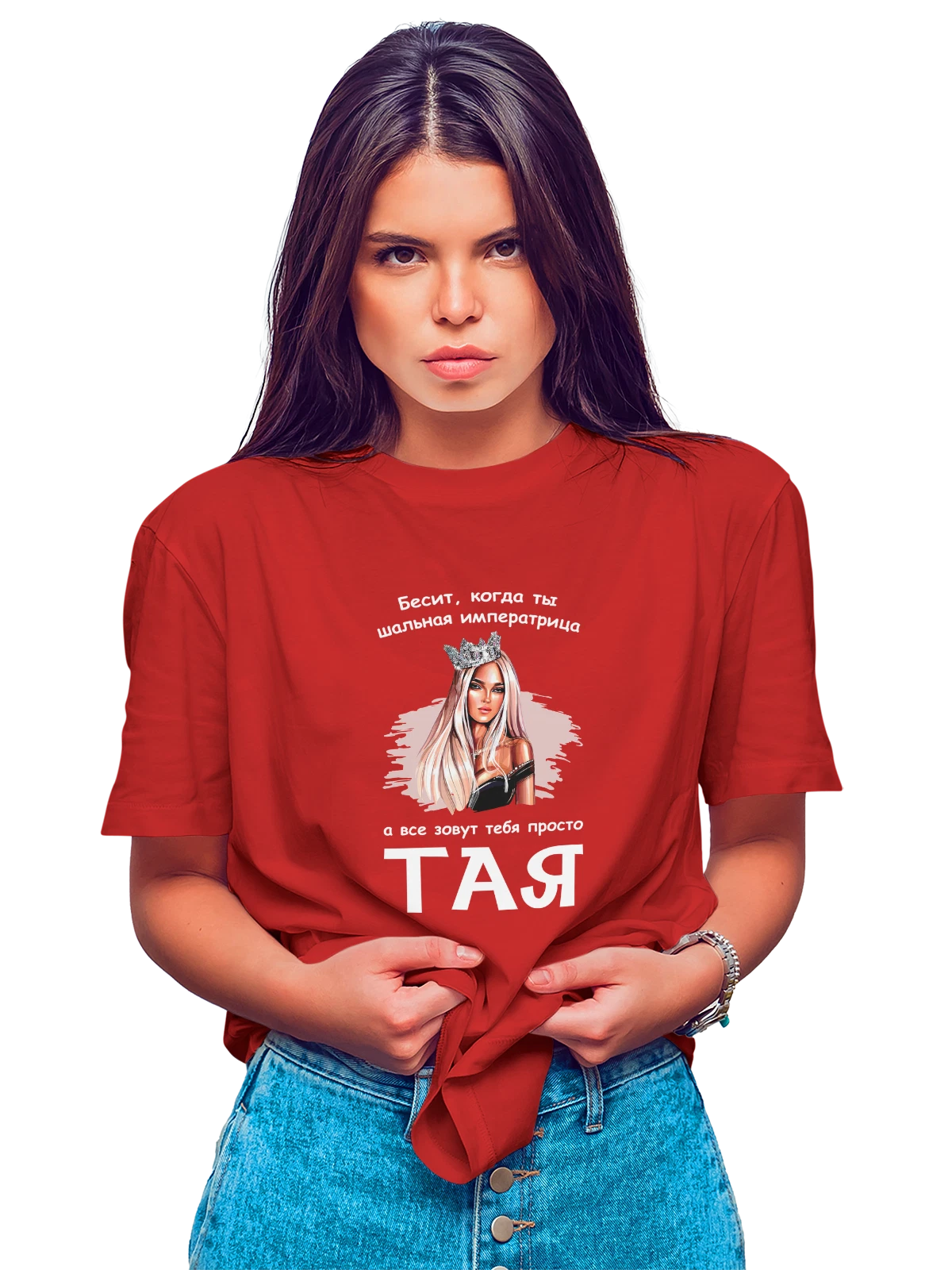 Футболка Имя Тая красная с принтом — персональный подарок — Красная, фото 1