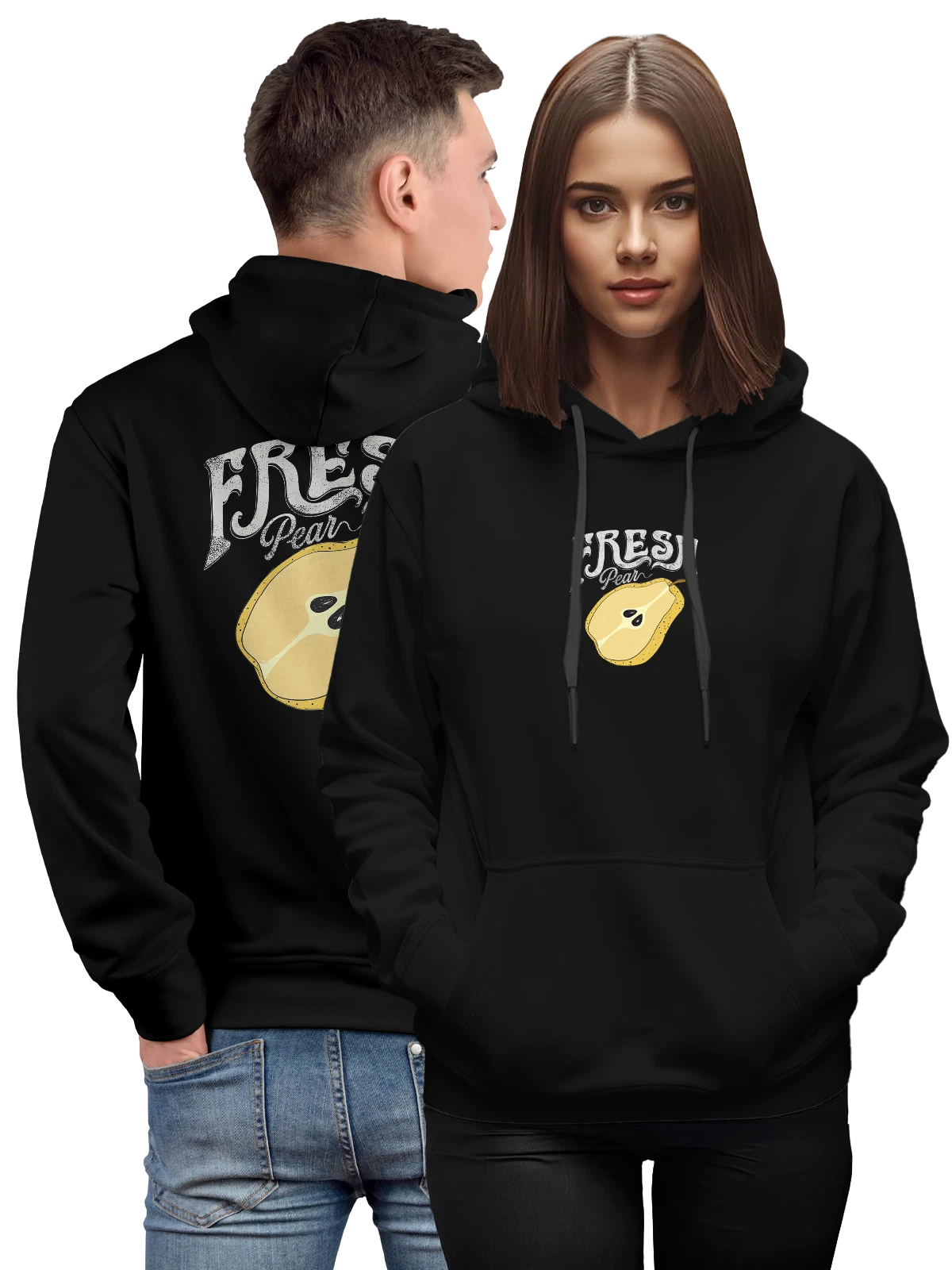 Худи Груша fresh pear чёрное с принтом — растительная пища — Чёрная, фото 1