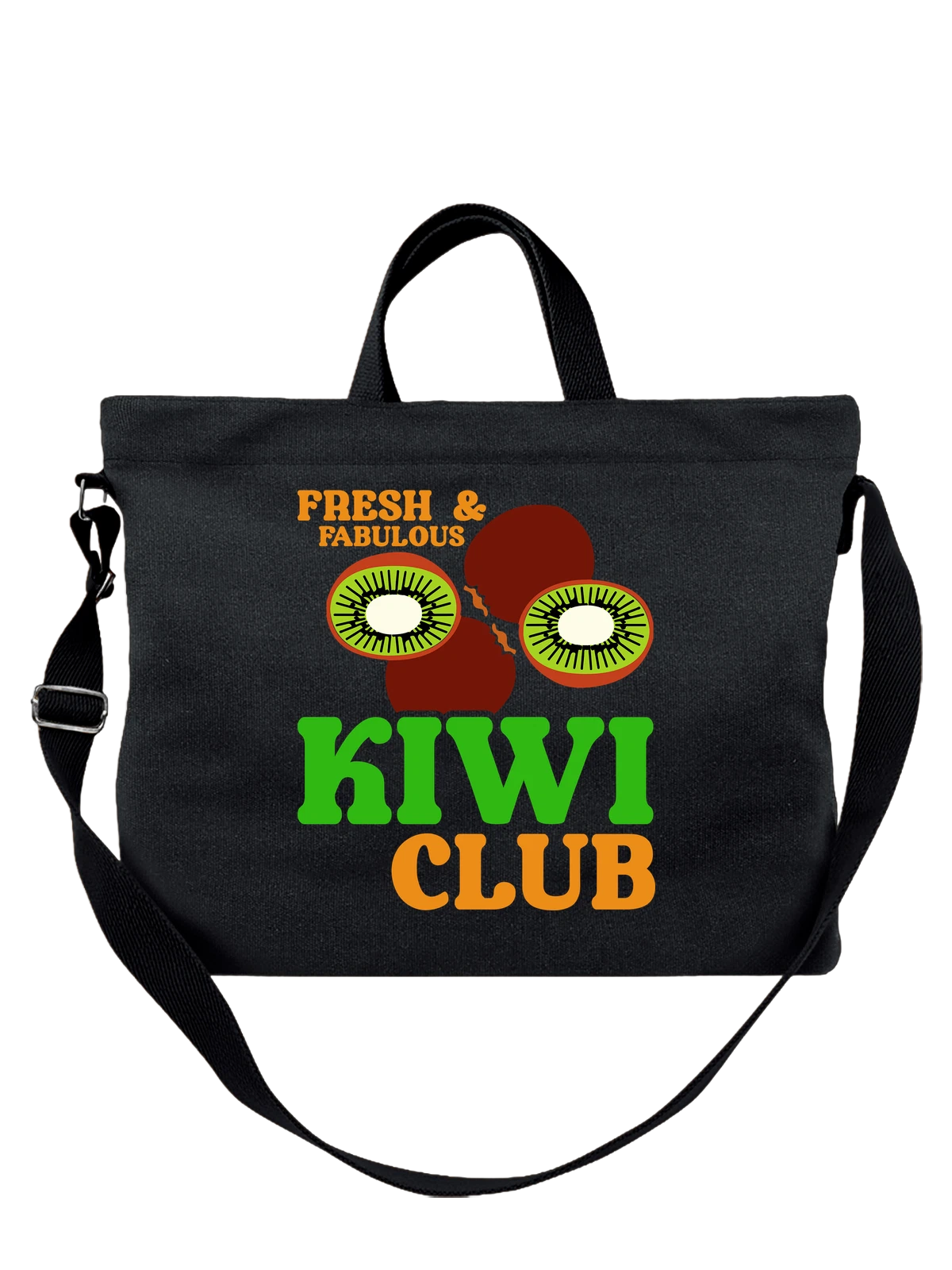 Сумка Киви fresh and fabulous чёрная с принтом — растительная пища — Чёрная, фото 1