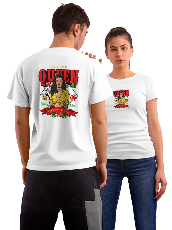 Футболка девушка карты casino queen — Белая, фото 1