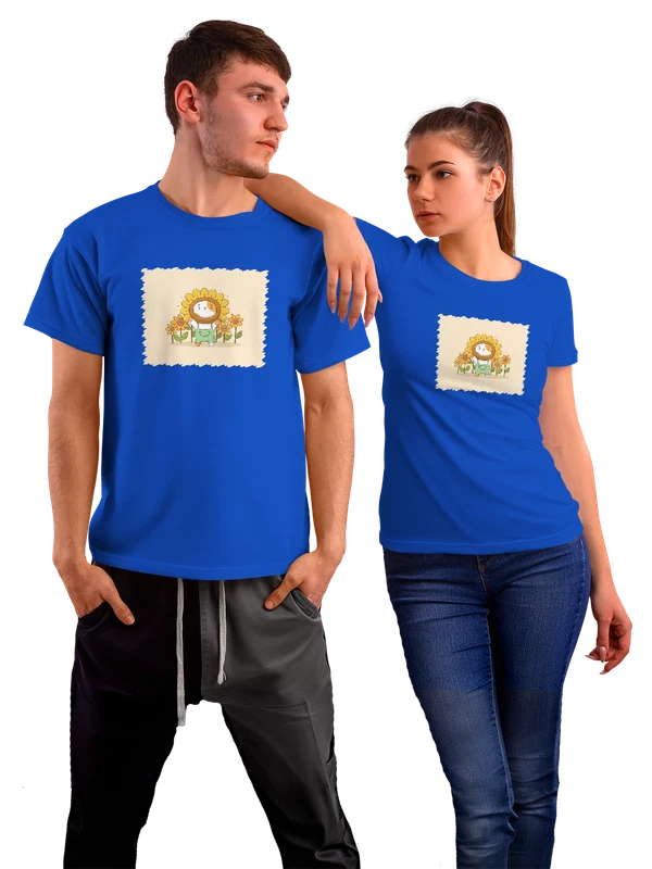 Футболка Милый костюм подсолнухов кавайи — Синяя, фото 1