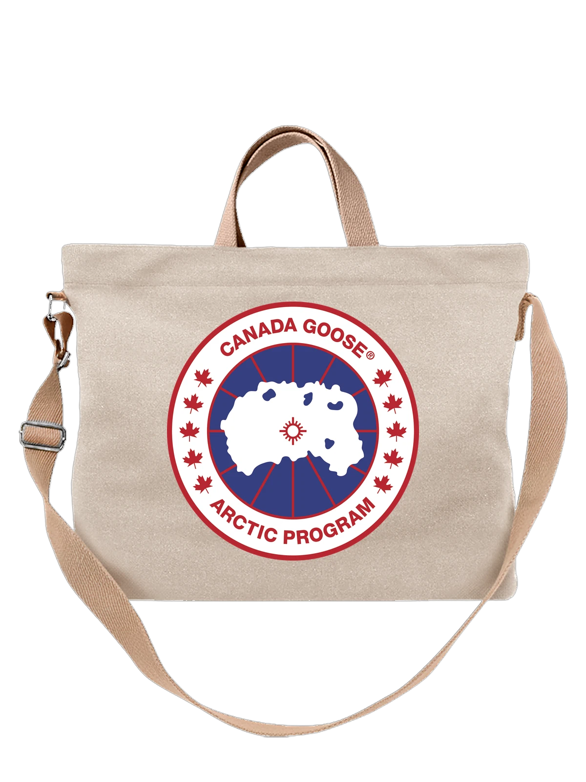 Сумка Canada Goose белая с принтом — контрастный принт — Белая, фото 1