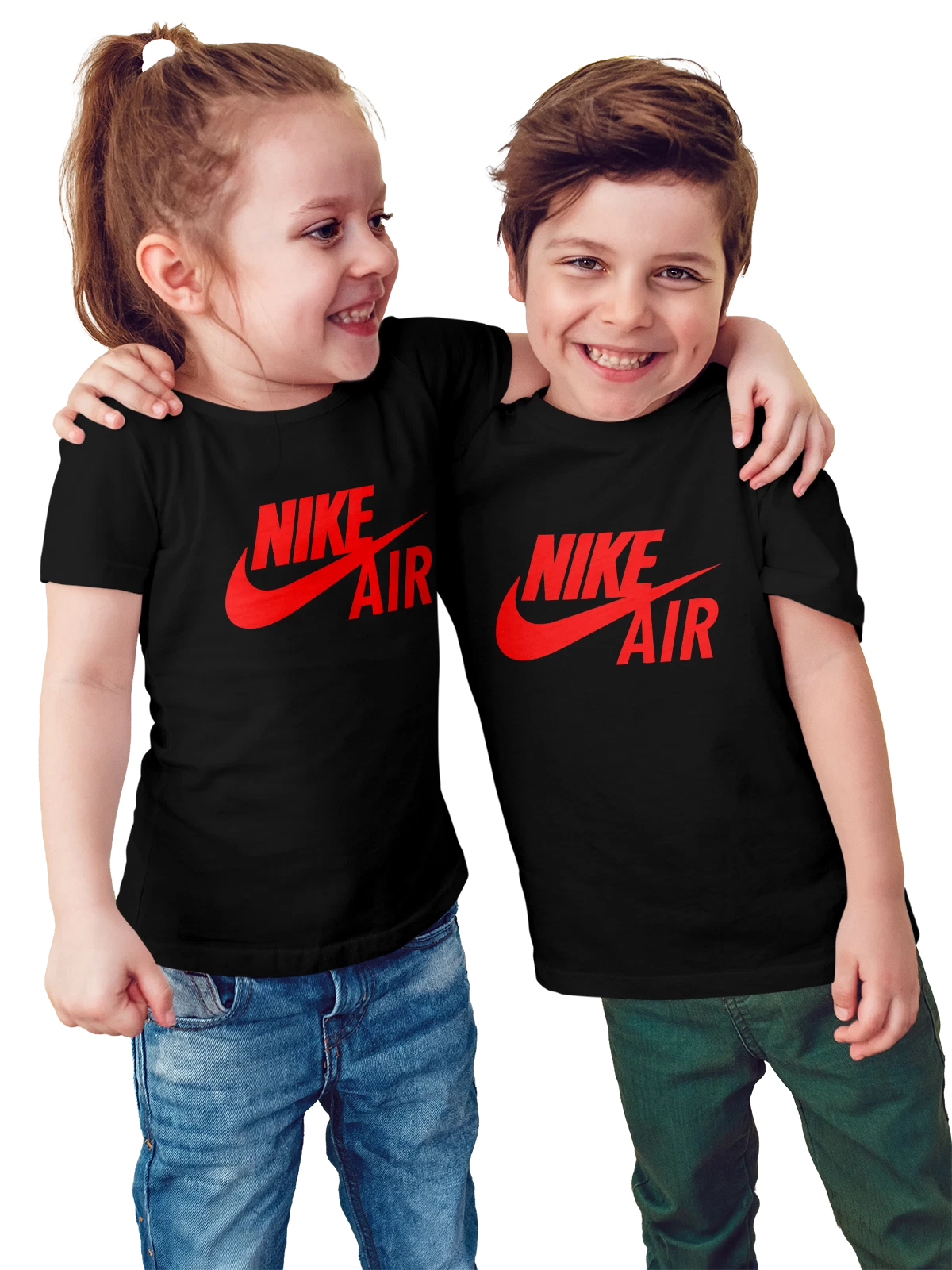 Футболка детская Nike Air красный логотип чёрная с принтом — лаконичный дизайн — Чёрная, фото 1