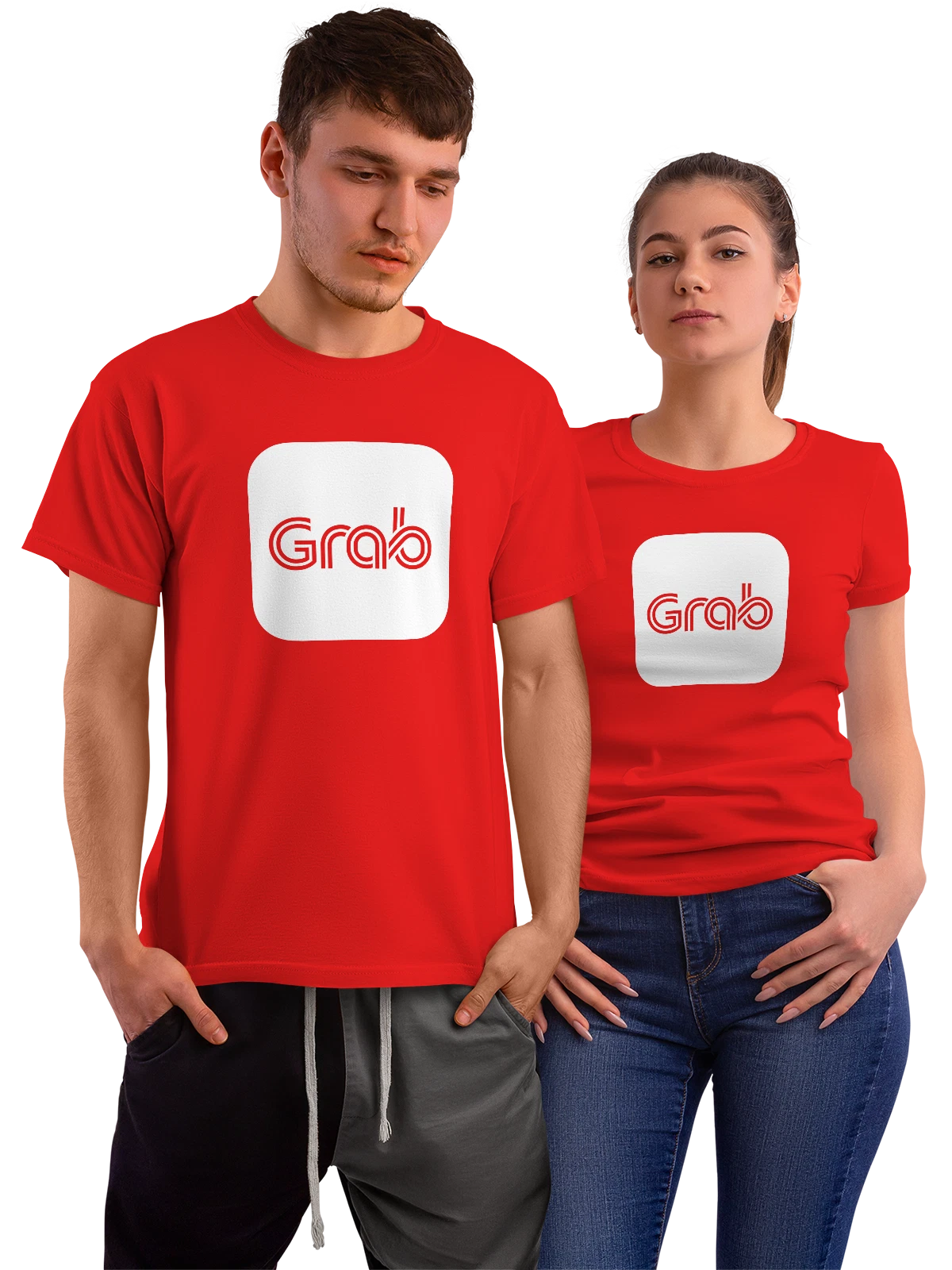 Футболка Grab красная с принтом — доставка еды — Красная, фото 1