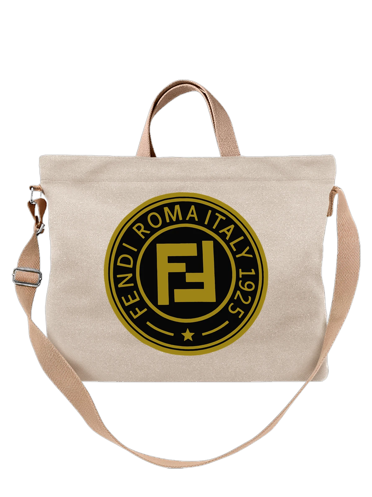 Сумка Fendi белая с принтом — римская модная эмблема — Белая, фото 1