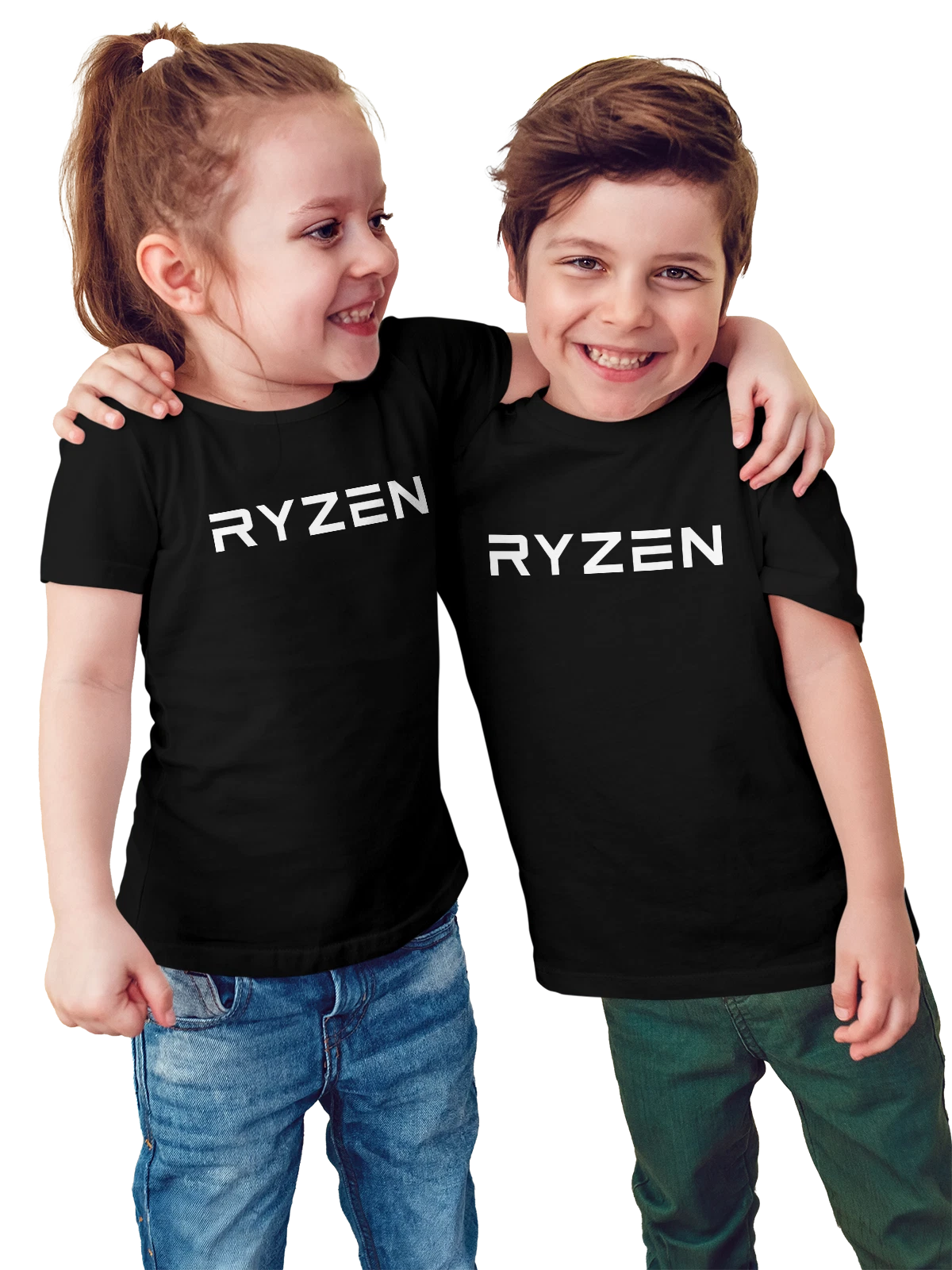 Футболка детская Ryzen чёрная с принтом — цифровой стиль — Чёрная, фото 1