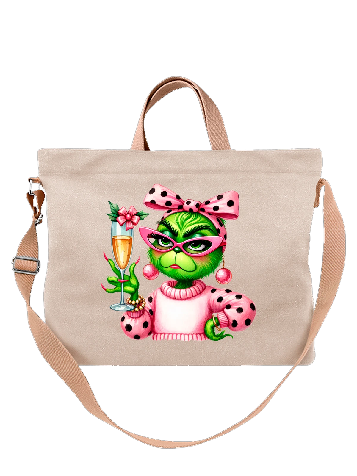 Сумка с Гринчем Grinch Новый год белая с принтом — новогодний подарок — Белая, фото 1