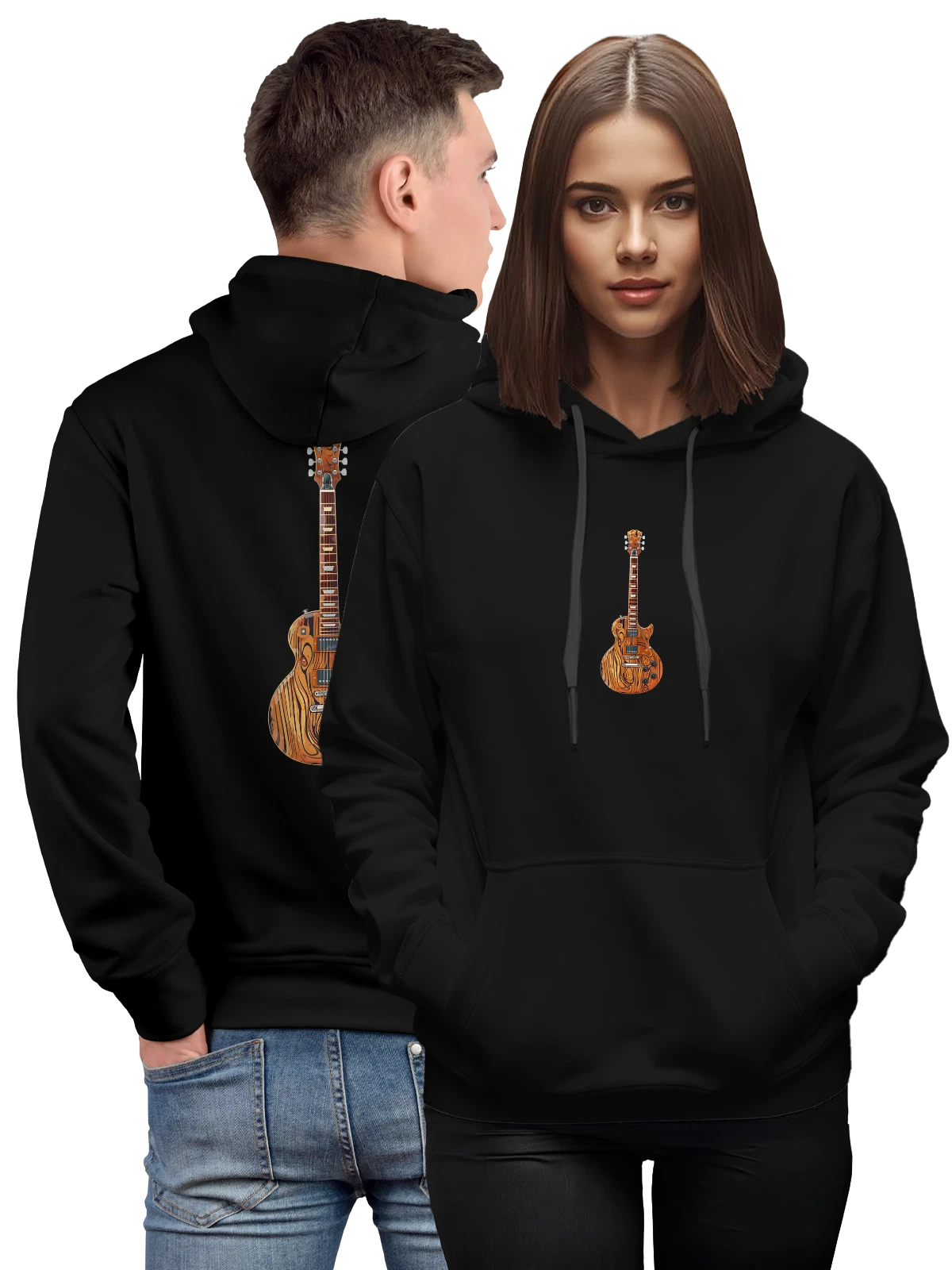 Худи Electric guitar с тигровым узором чёрное с принтом — tiger stripe pattern — Чёрная, фото 1