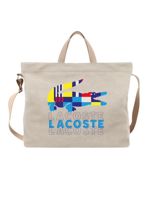 Сумка Lacoste с абстрактным логотипом и блоками — Белая, фото 1
