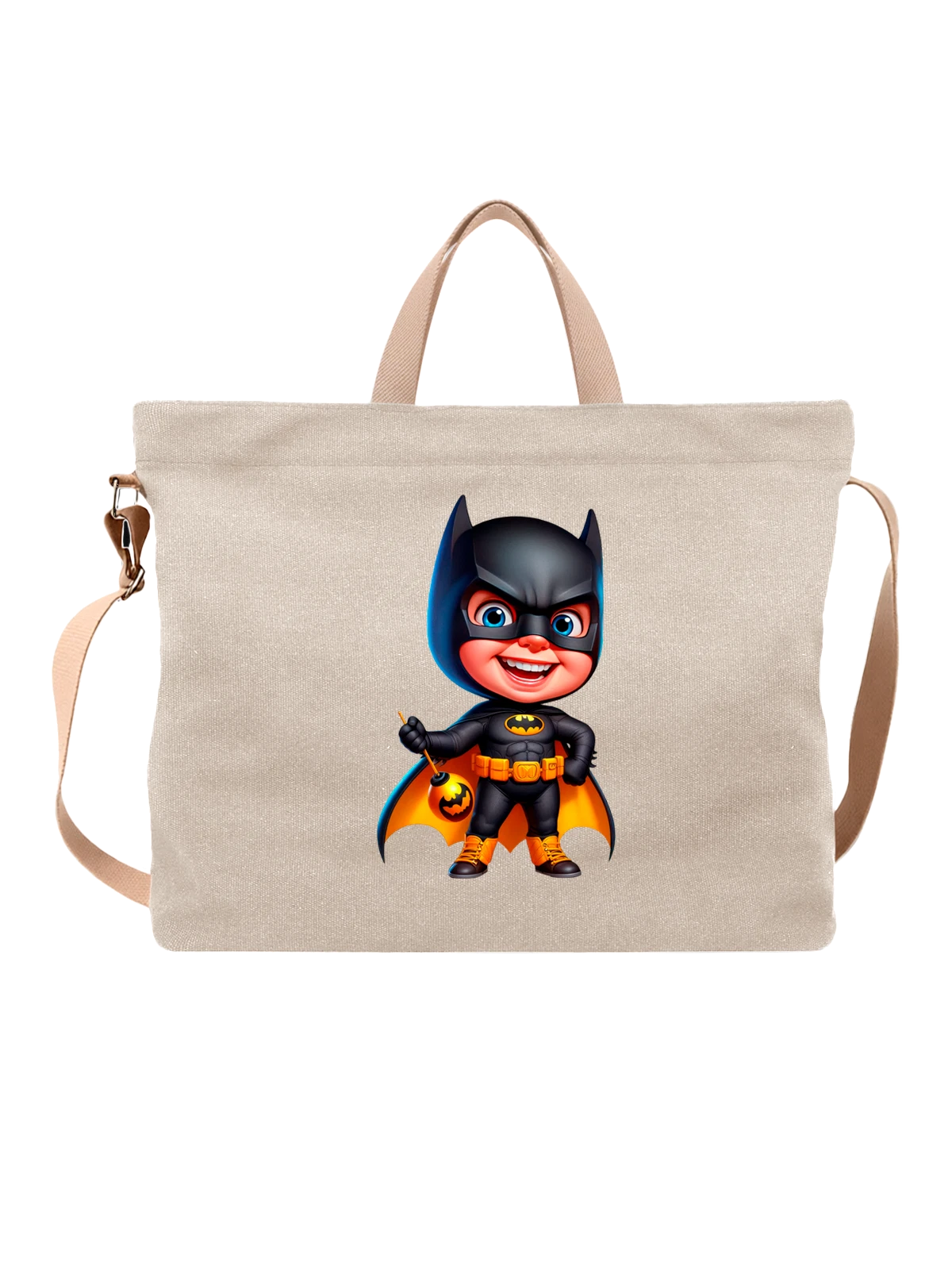 Сумка с ребенком Бэтменом Batman белая с принтом — поп культура — Белая, фото 1