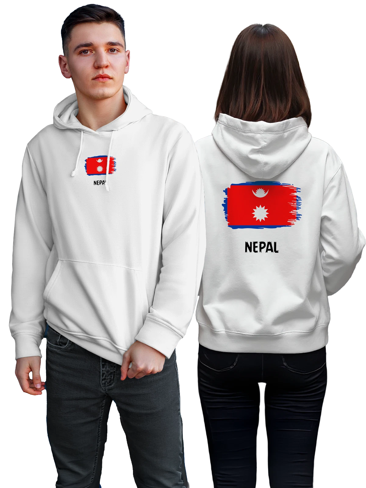 Худи с флагом Непал Nepal белое с принтом — национальная символика — Белая, фото 1