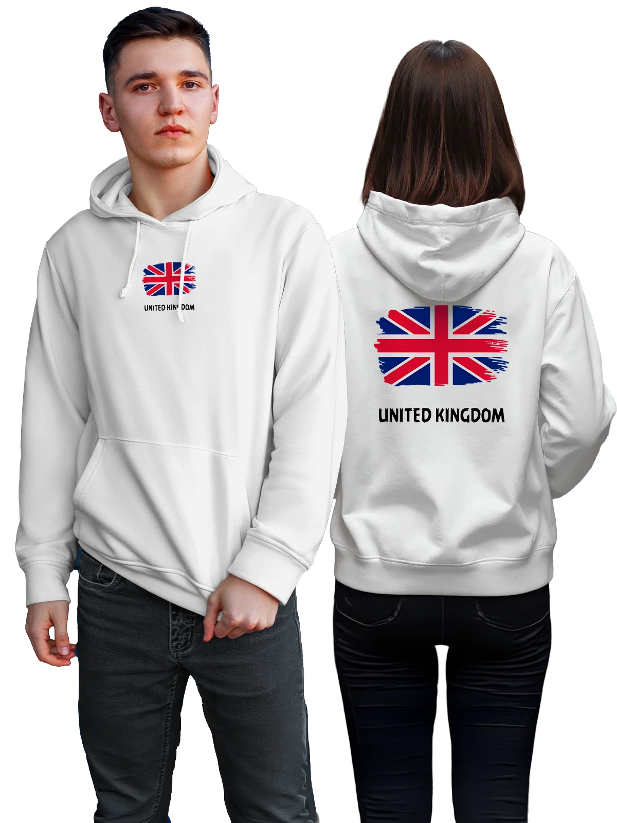 Худи с флагом Великобритания United Kingdom белое с принтом — национальная символика — Белая, фото 1