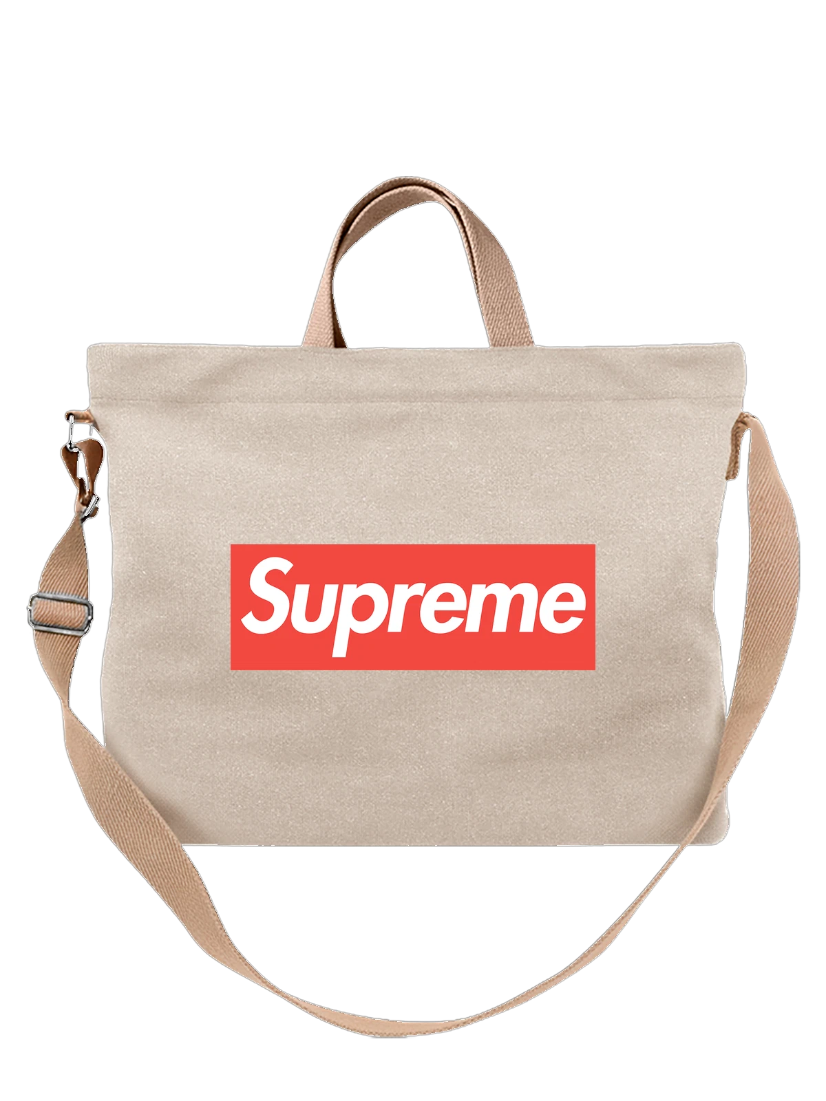 Сумка Supreme белая с принтом — классическая плашка — Белая, фото 1