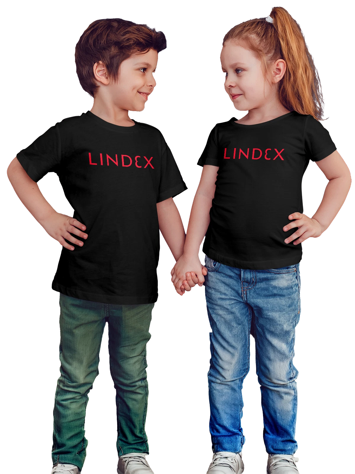 Футболка детская Lindex чёрная с принтом — современная айдентика — Чёрная, фото 1