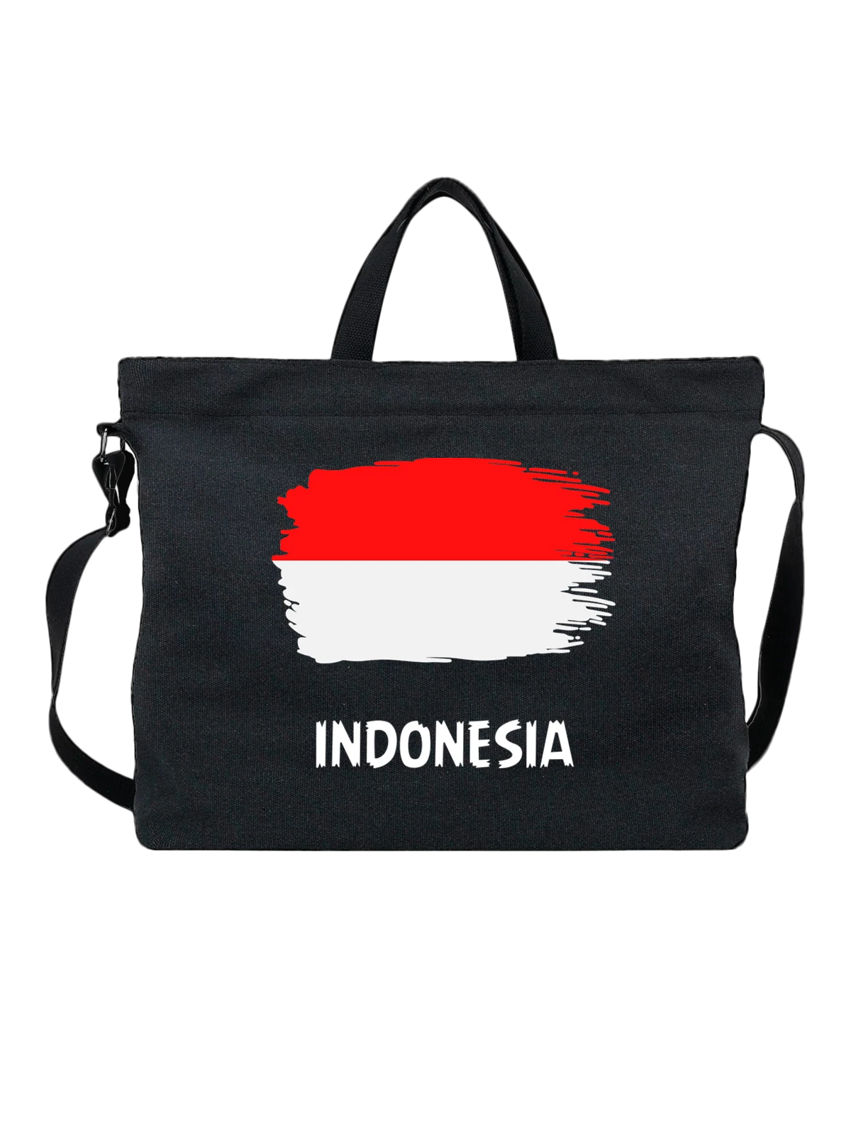 Сумка C флагом Индонезия Indonesia чёрная с принтом — патриотический принт — Чёрная, фото 1