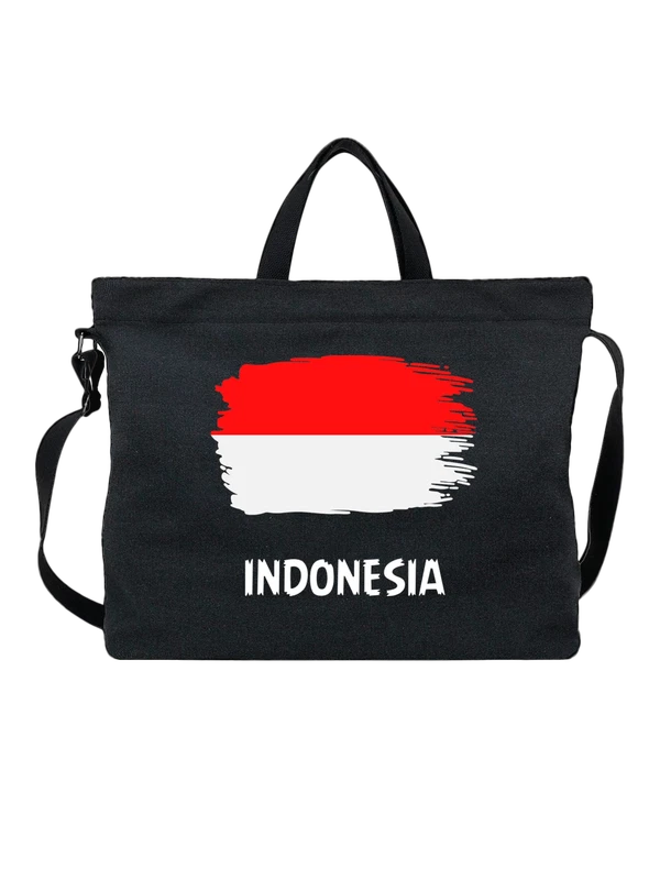 Сумка c флагом Индонезия Indonesia — Чёрная, фото 1