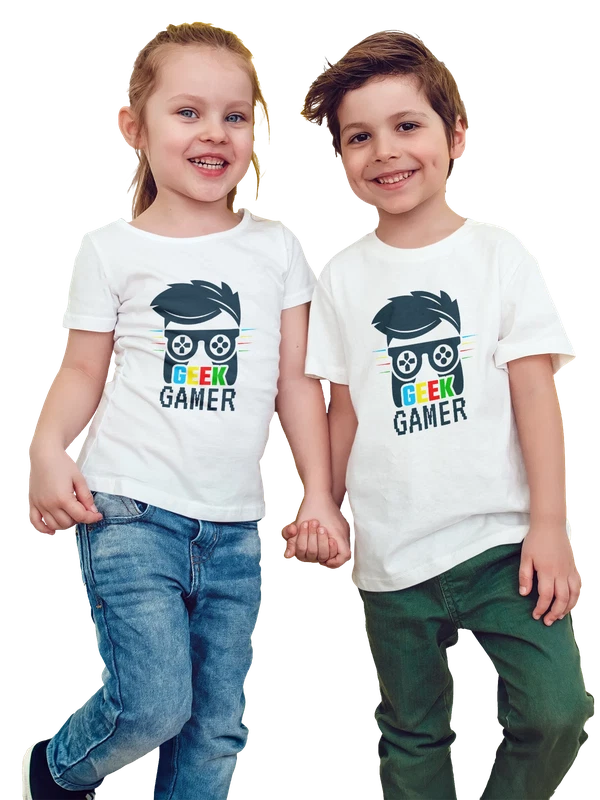Футболка геймер с надписью geek gamer — Белая, фото 1