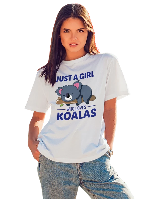 Футболка с коалой just a girl — Белая, фото 1