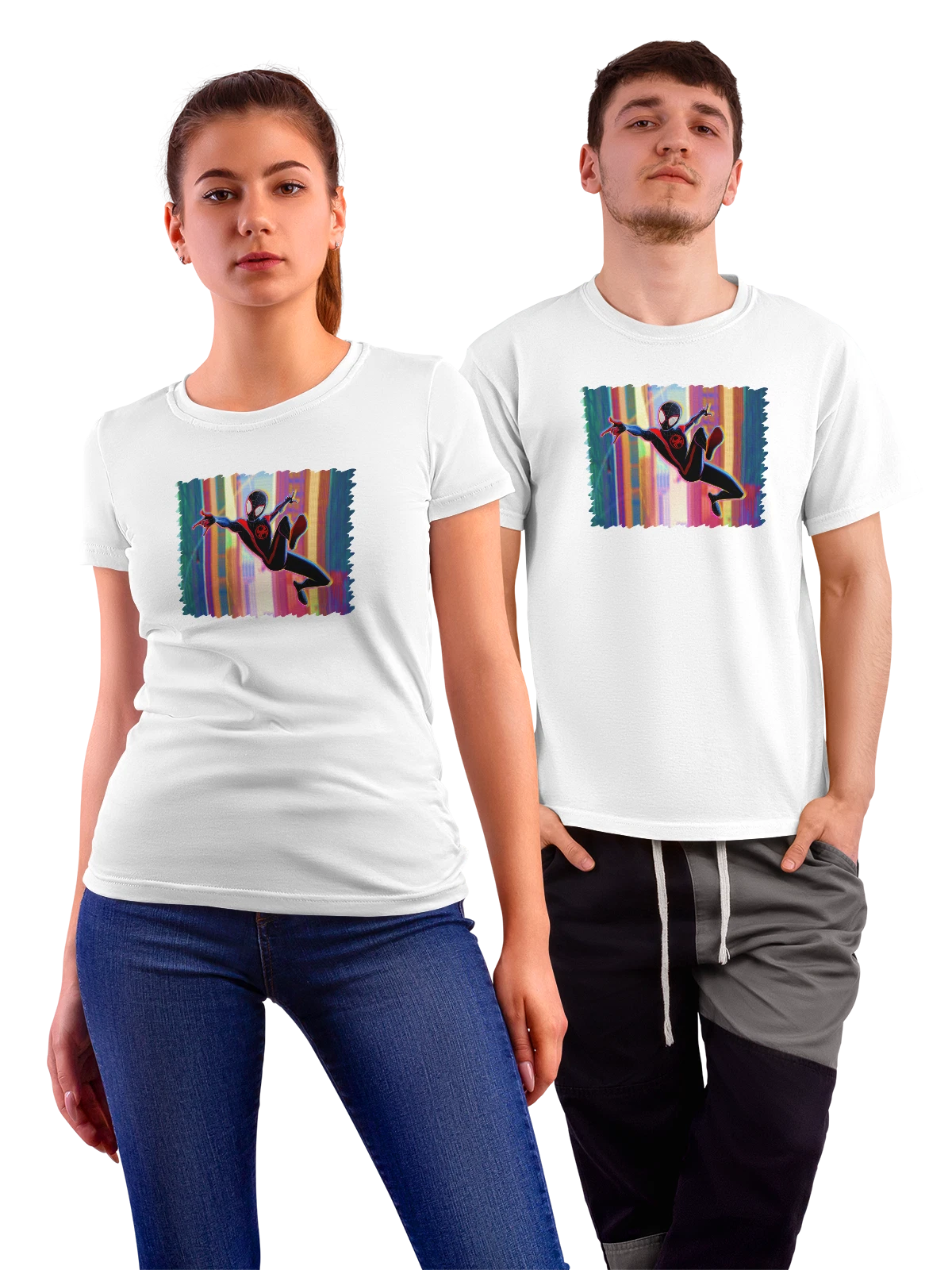 Футболка Майлз Моралес Человек паук Через вселенные белая с принтом — живописное место — Белая, фото 1