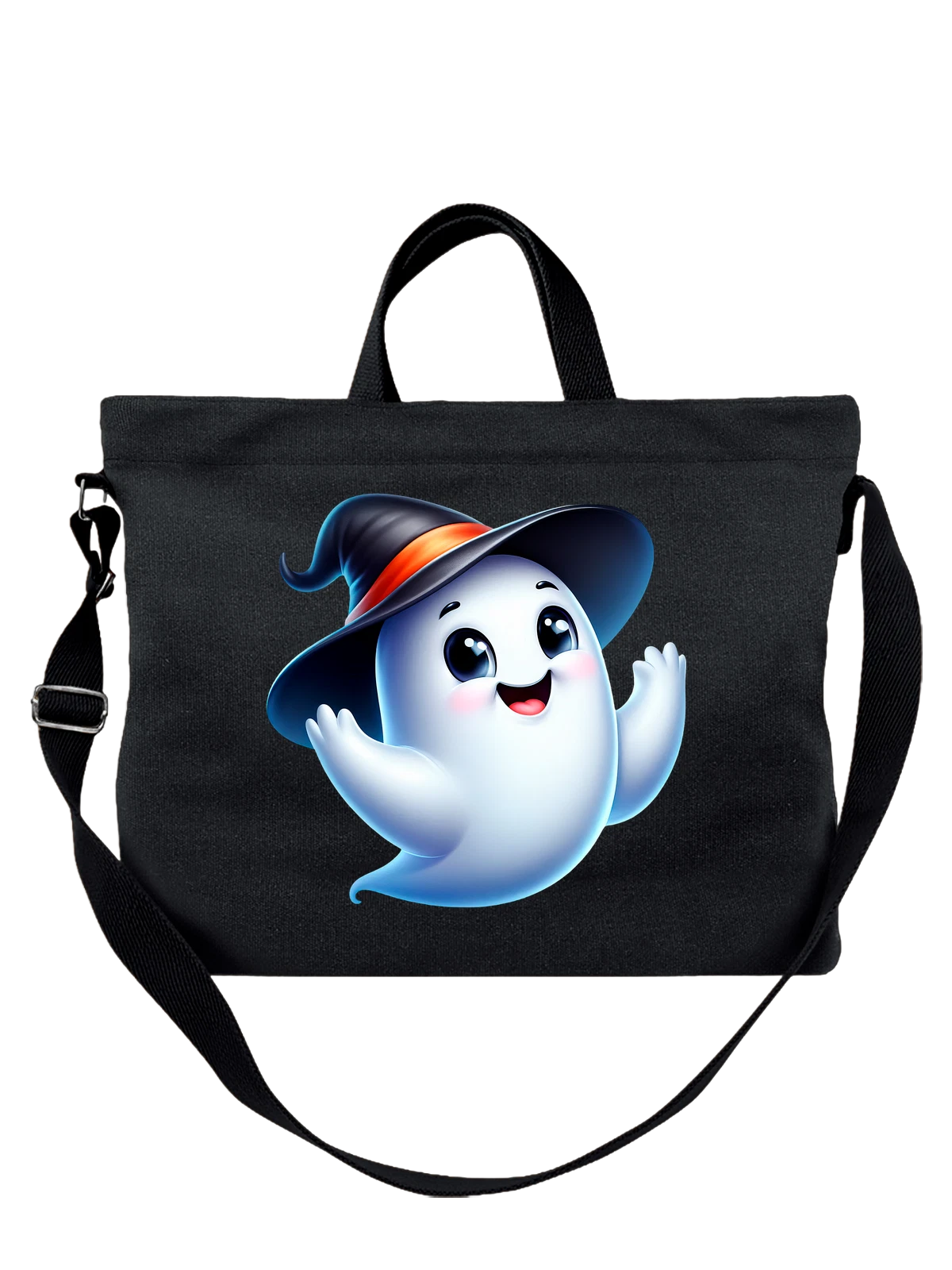 Сумка Призрак Хэллоуин Halloween чёрная с принтом — подарок любителю хоррора — Чёрная, фото 1
