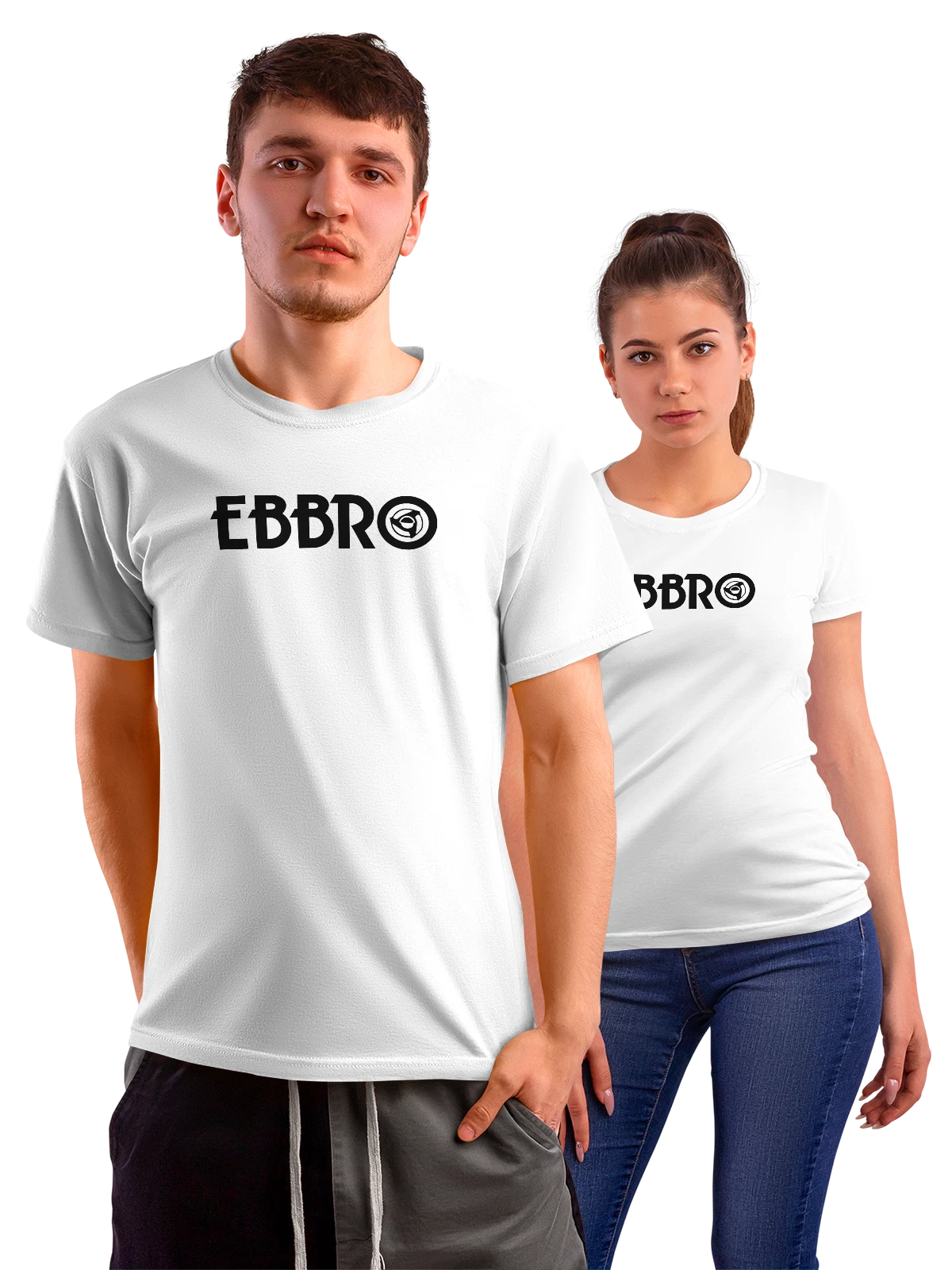 Футболка Ebbro белая с принтом — современная айдентика — Белая, фото 1