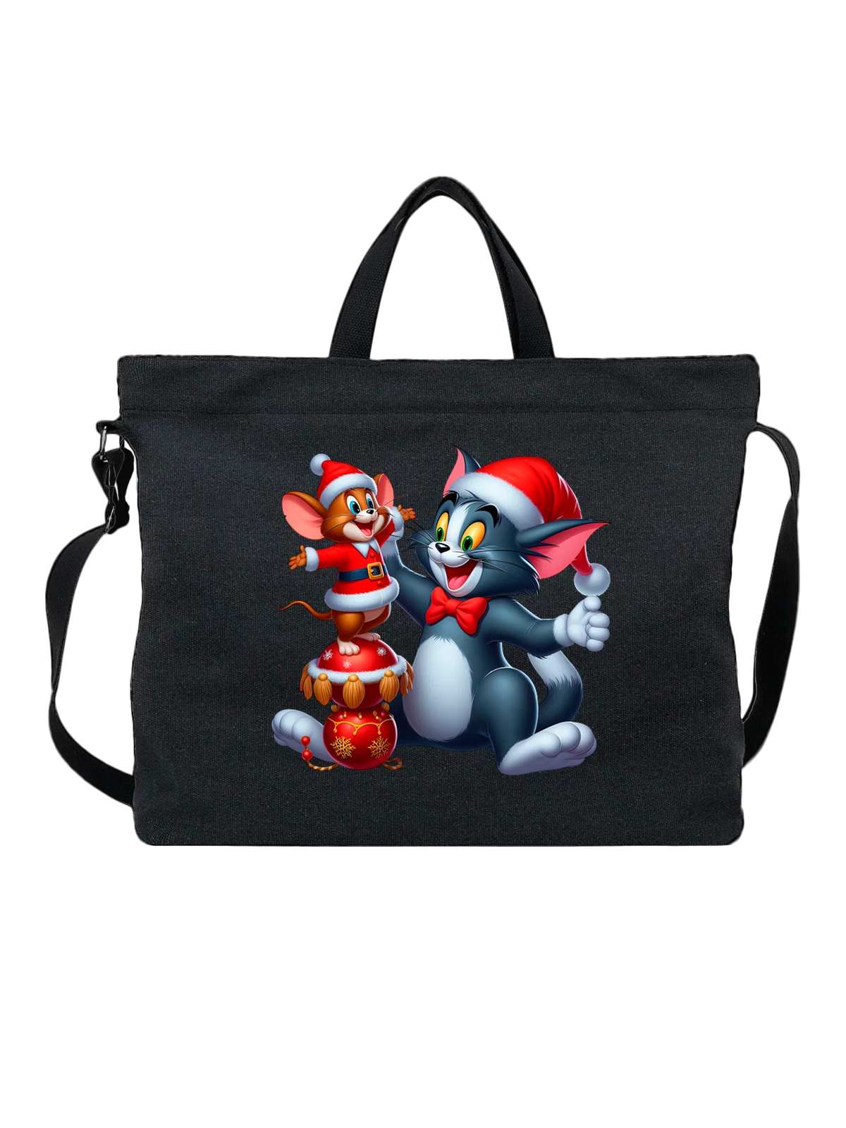 Сумка с Томом и Джерри Tom and Jerry Новый год чёрная с принтом — новогодний подарок — Чёрная, фото 1