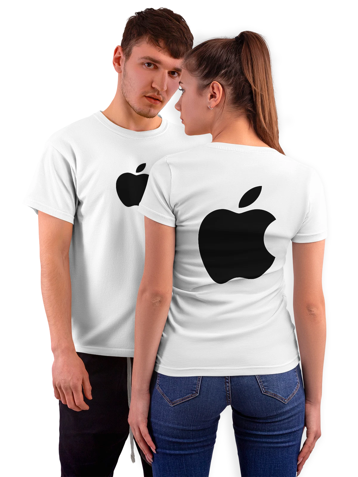 Футболка Apple белая с принтом на спине — минималистичная эмблема — Белая, фото 1