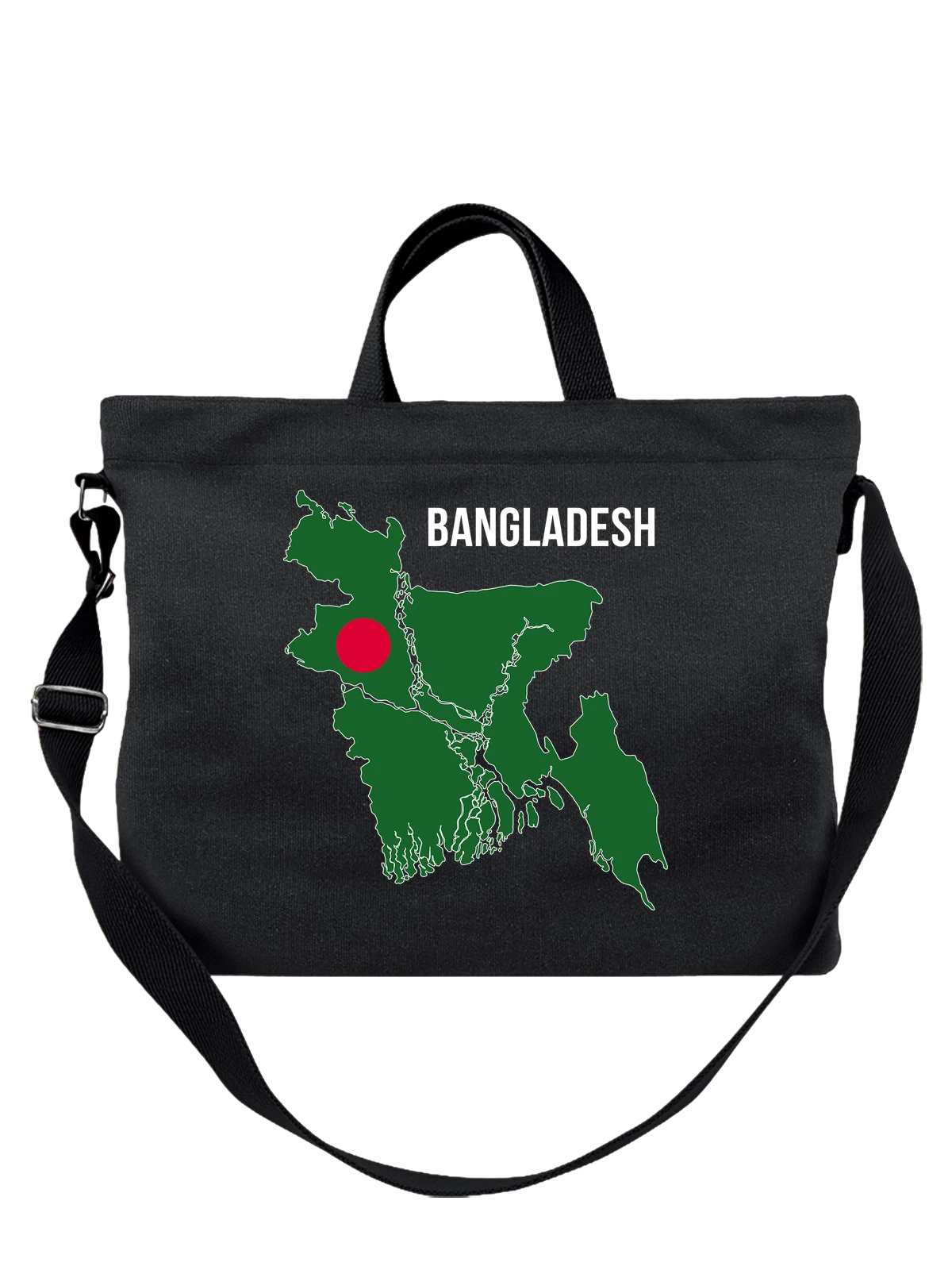Сумка чёрная с принтом с флагом Бангладеша Bangladesh — национальная символика — Чёрная, фото 1