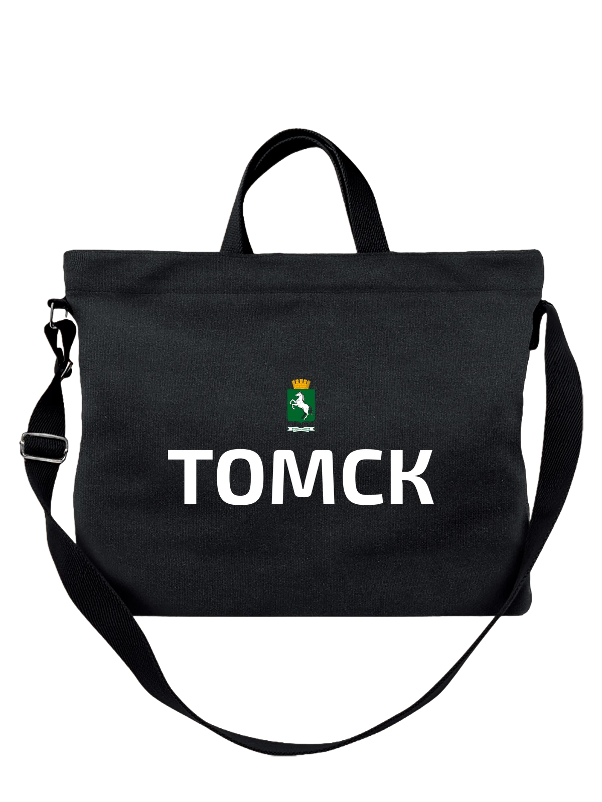 Сумка Город Томск чёрная с принтом — сувенир из города — Чёрная, фото 1