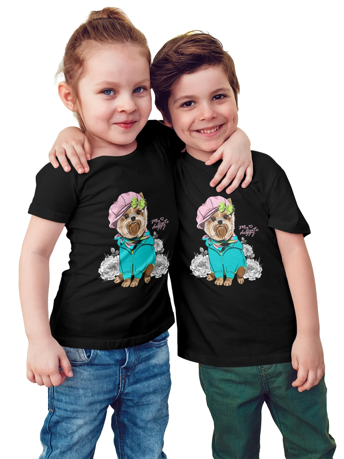 Футболка детская Йоркширский терьер my cute doggy чёрная с принтом — кинология — Чёрная, фото 1