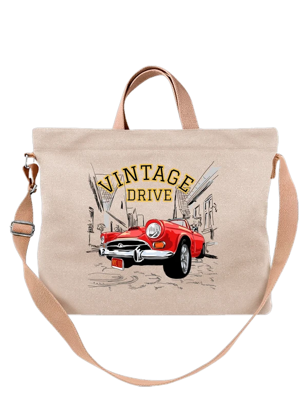 Сумка с ретро авто vintage drive — Белая, фото 1