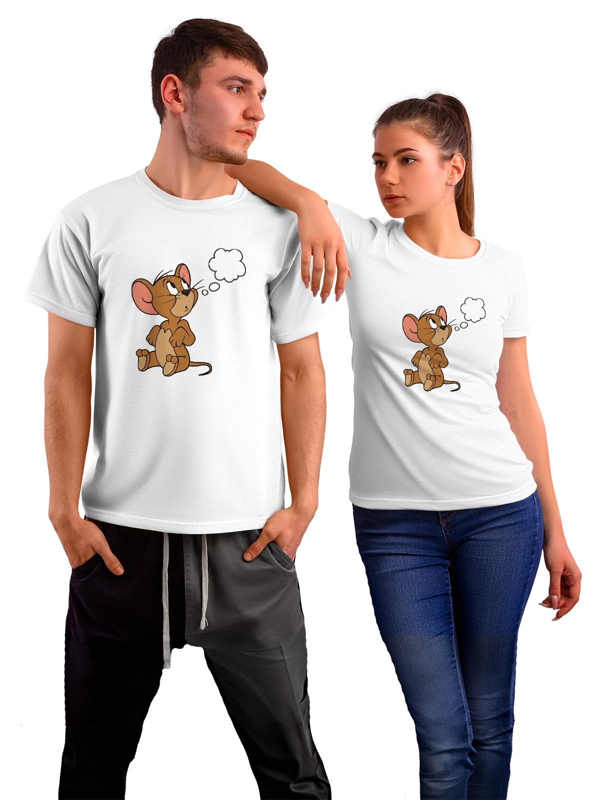Футболка Джерри думает белая с принтом — футболка подростку — Белая, фото 1