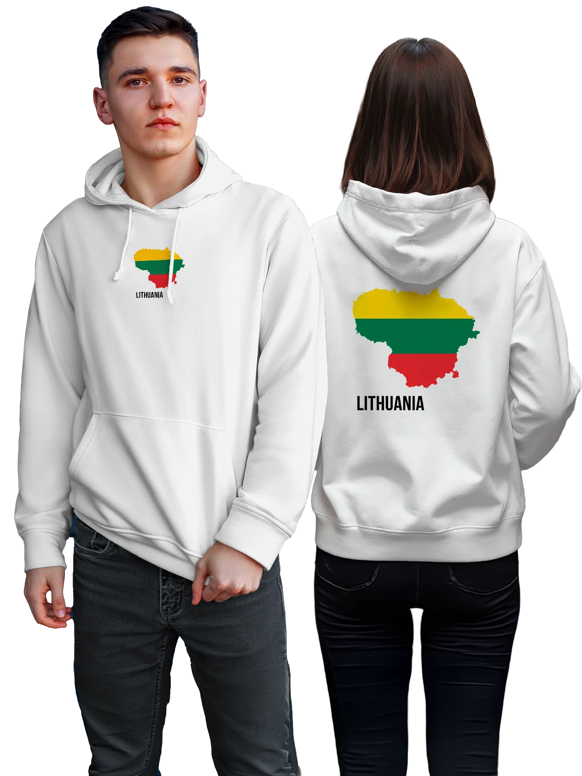 Худи с флагом Литвы Lithuania белое с принтом — национальная символика — Белая, фото 1