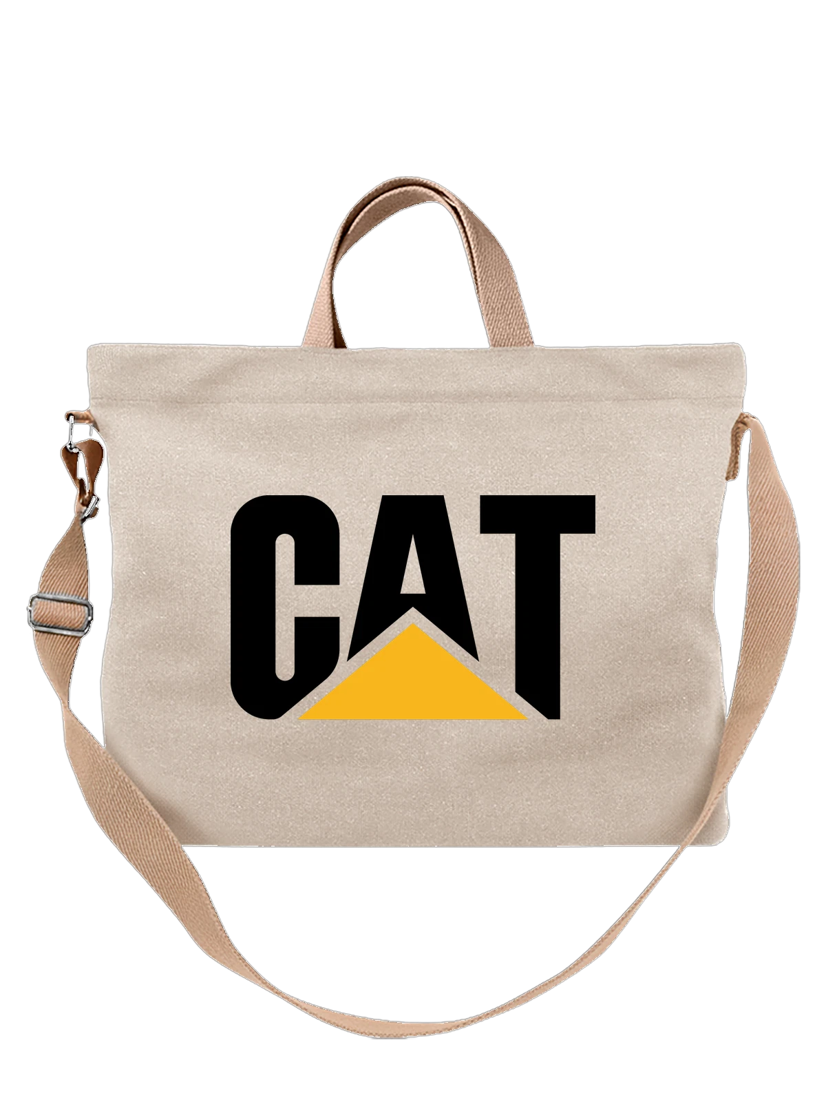 Сумка Caterpillar белая с принтом — экскаваторы и бульдозеры — Белая, фото 1