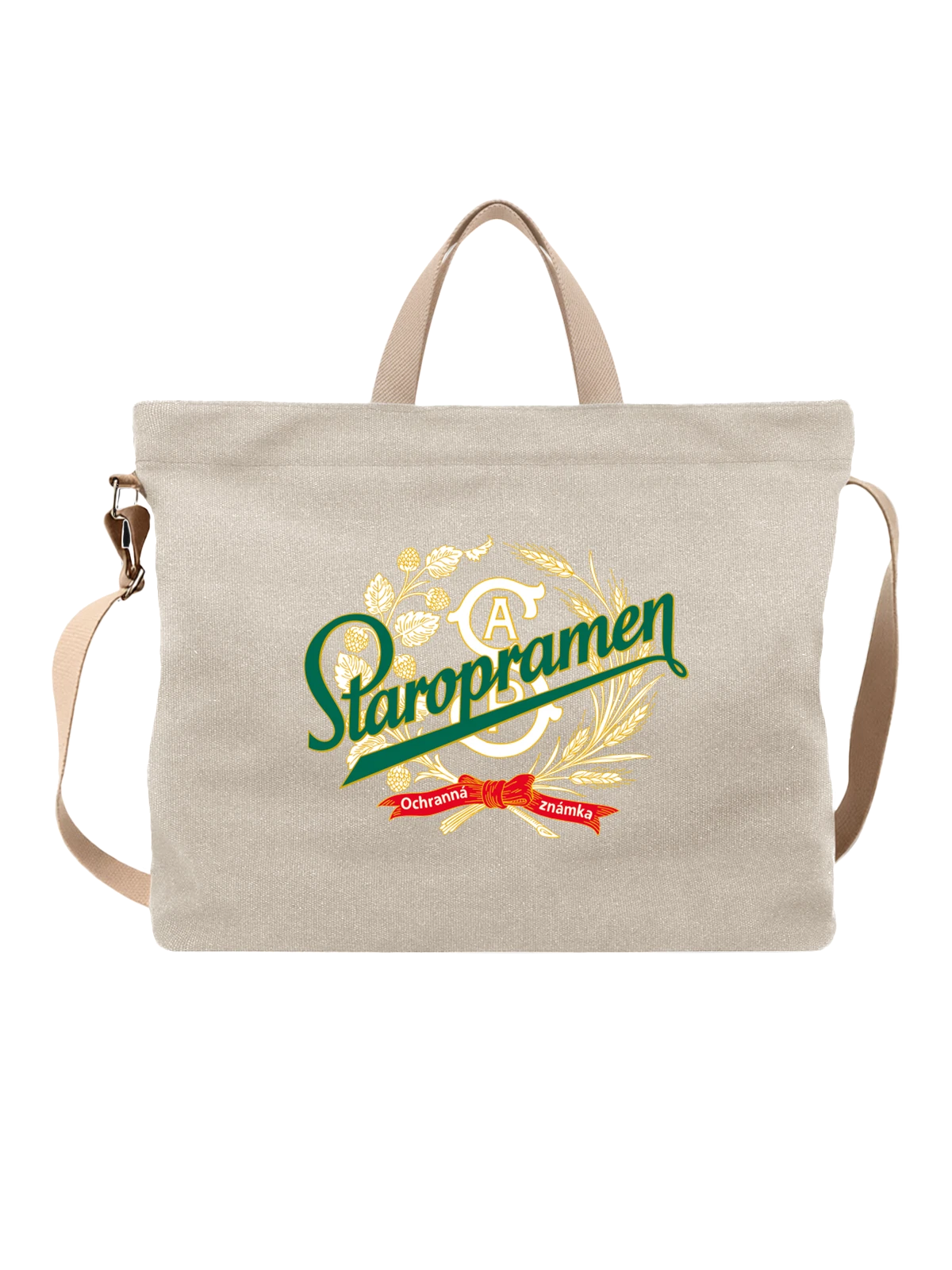 Сумка Staropramen белая с принтом — принт для бармена — Белая, фото 1