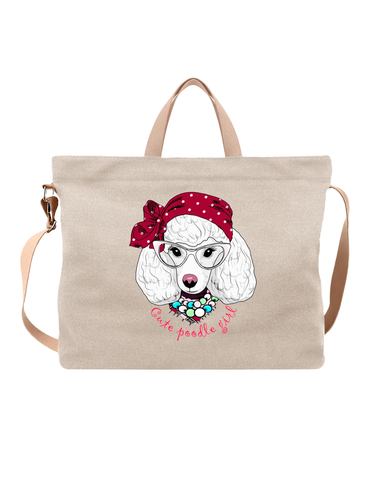 Сумка Пудель cute poodle girl белая с принтом — кинология — Белая, фото 1