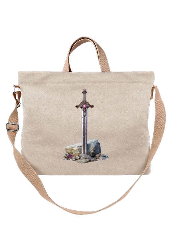 Сумка меч с фиолетовыми камнями и рунами — Белая, фото 1