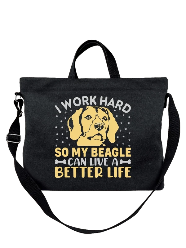 Сумка бигль I work hard — Чёрная, фото 1