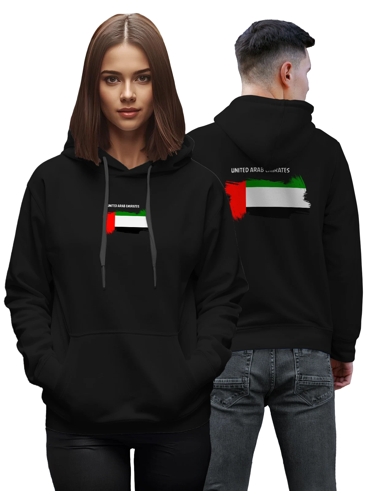 Худи Флаг ОАЭ UAE чёрное с принтом — национальная символика — Чёрная, фото 1