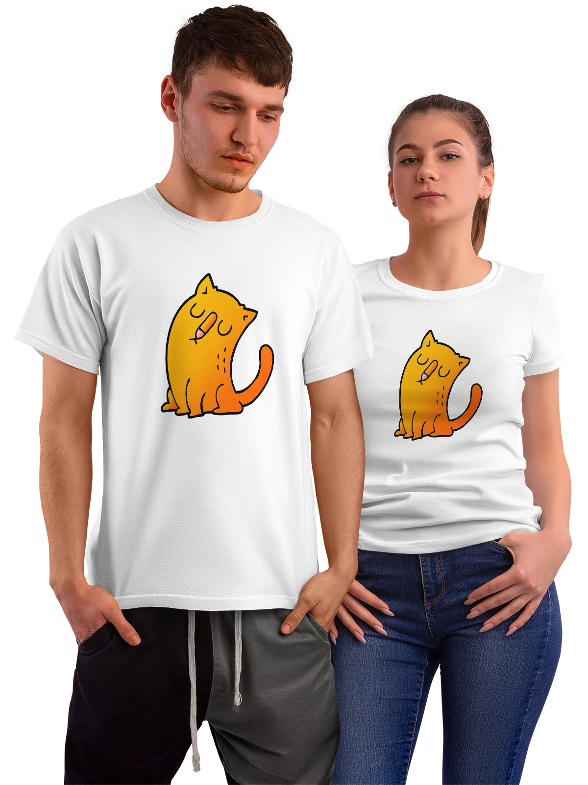 Футболка с котом белая с принтом — домашний питомец — Белая, фото 1